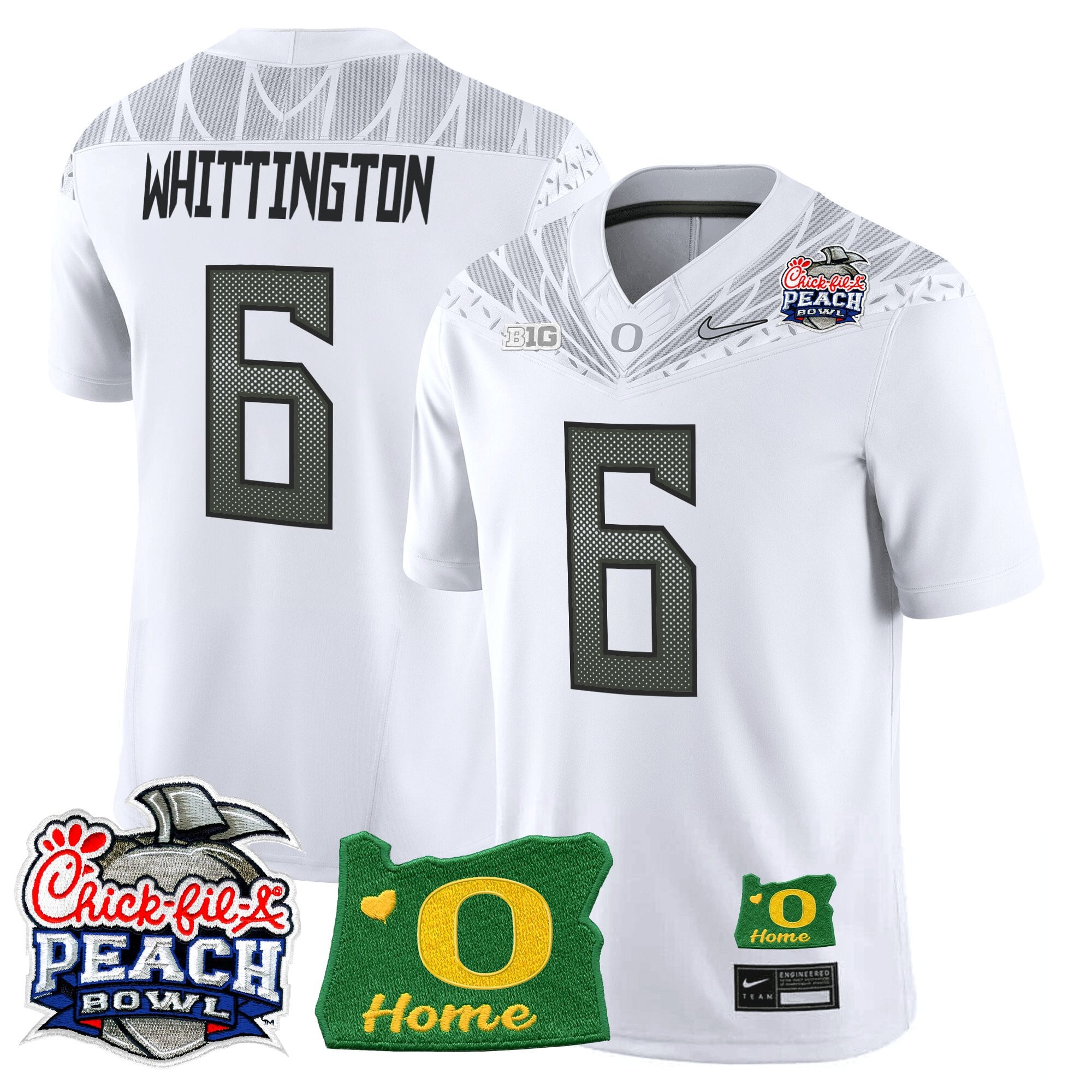Men's Oregon Ducks 2026 Peach Bowl & Oregon State Patch Vapor Limited Jersey - All Stitched