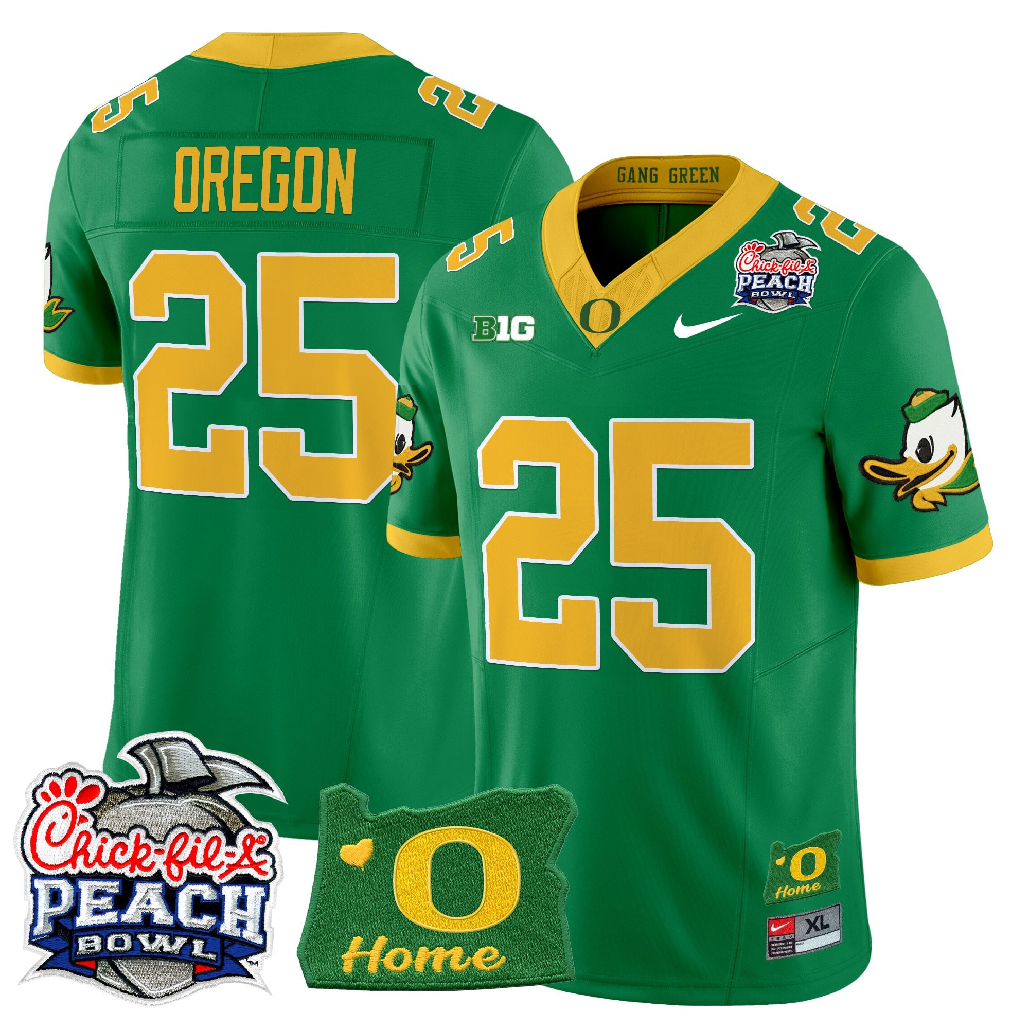 Men's Oregon Ducks 2026 Peach Bowl & Oregon State Patch Vapor Limited Jersey - All Stitched