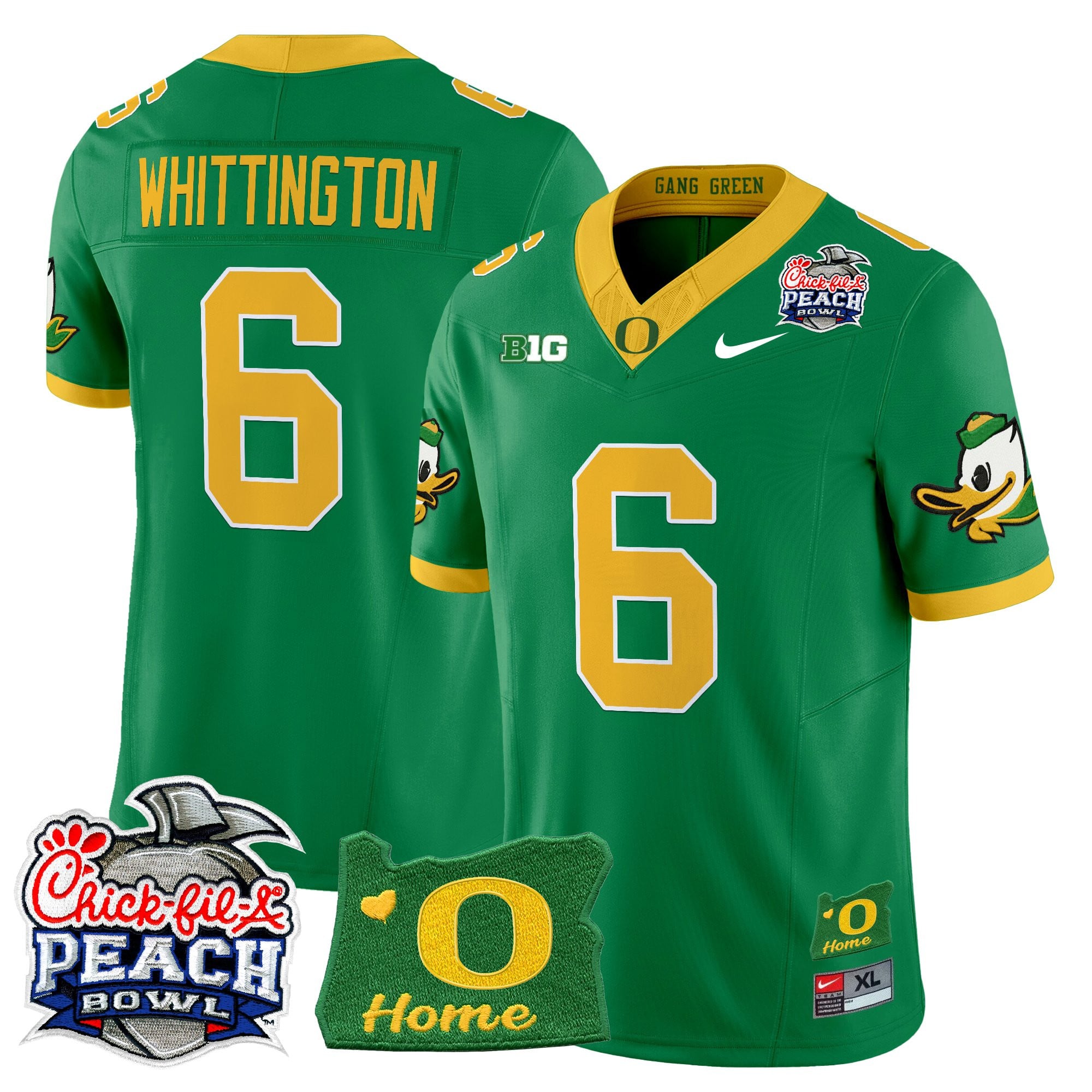 Men's Oregon Ducks 2026 Peach Bowl & Oregon State Patch Vapor Limited Jersey - All Stitched