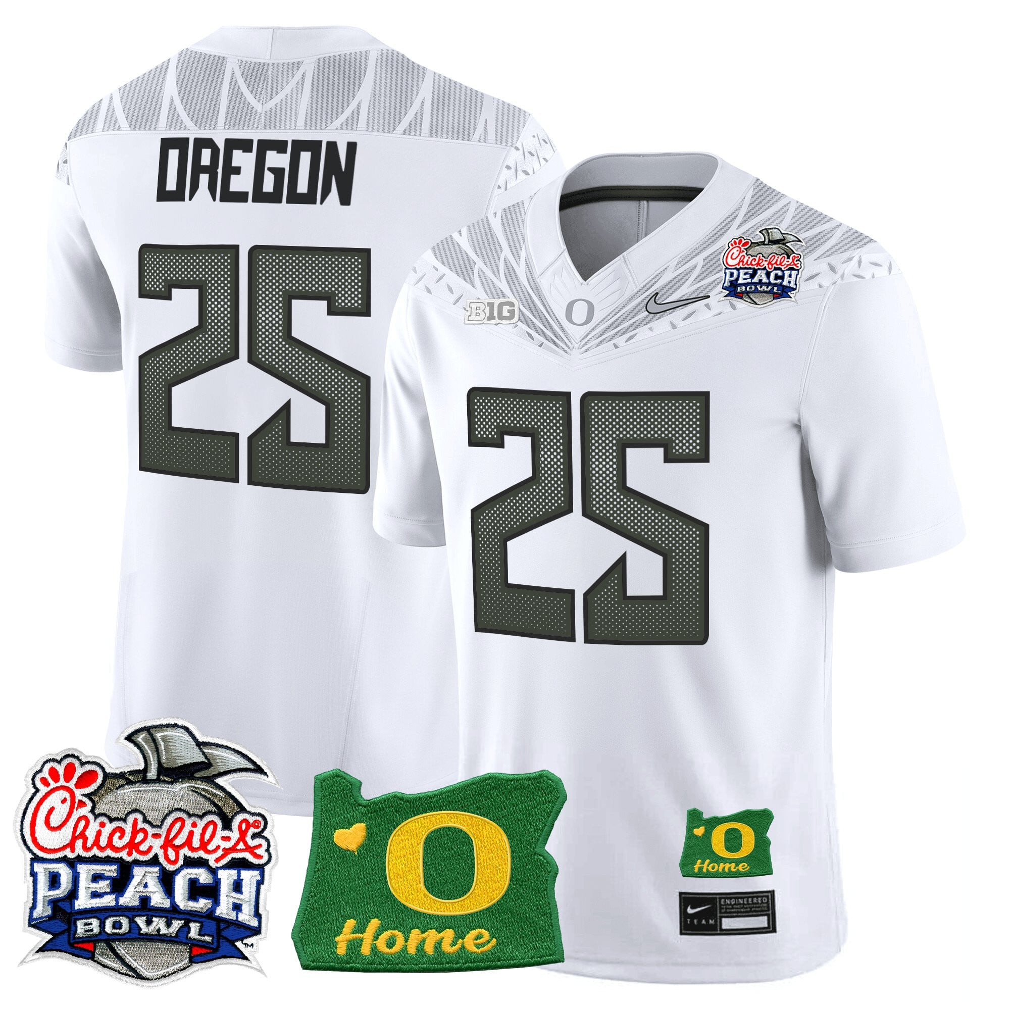 Men's Oregon Ducks 2026 Peach Bowl & Oregon State Patch Vapor Limited Jersey - All Stitched