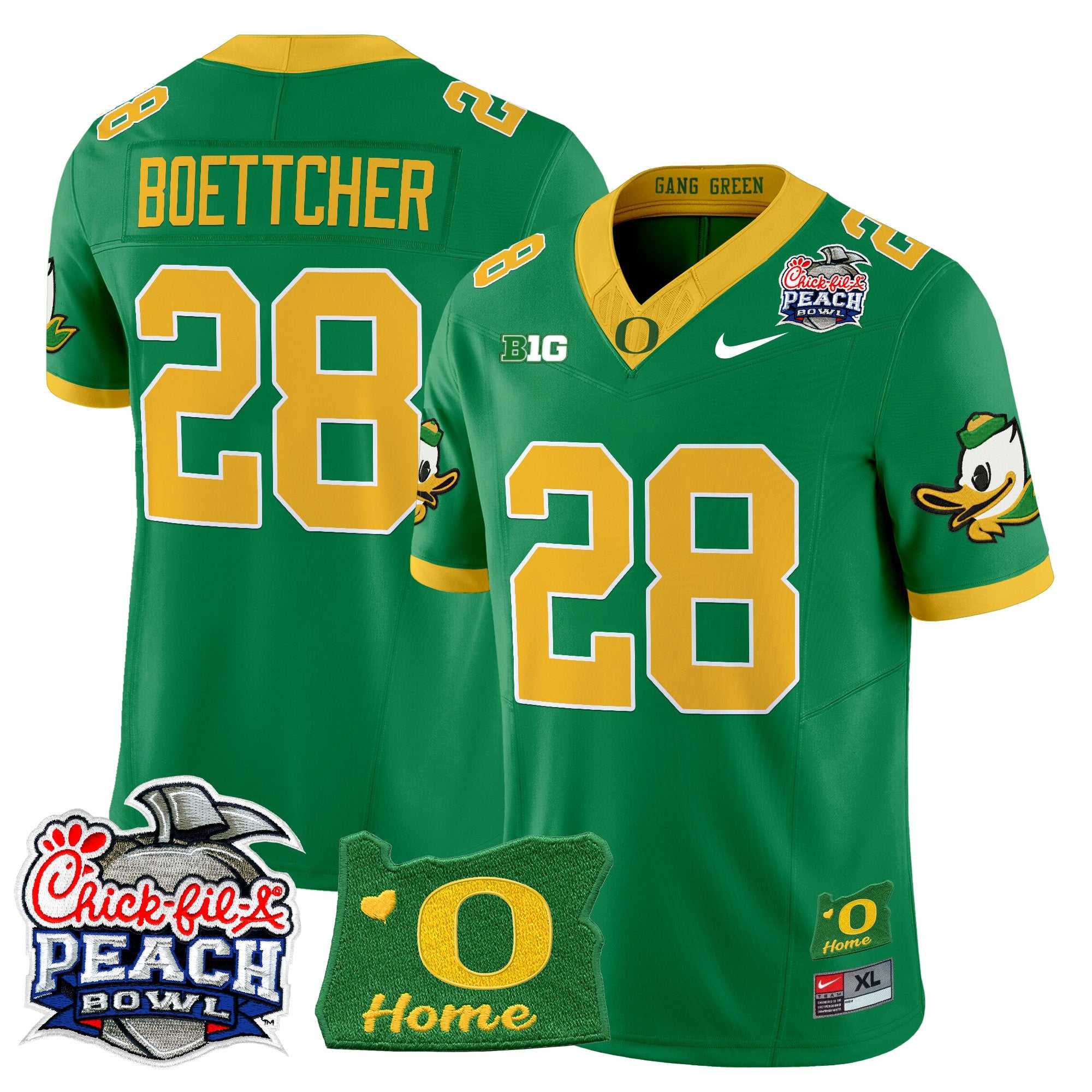 Men's Oregon Ducks 2026 Peach Bowl & Oregon State Patch Vapor Limited Jersey - All Stitched