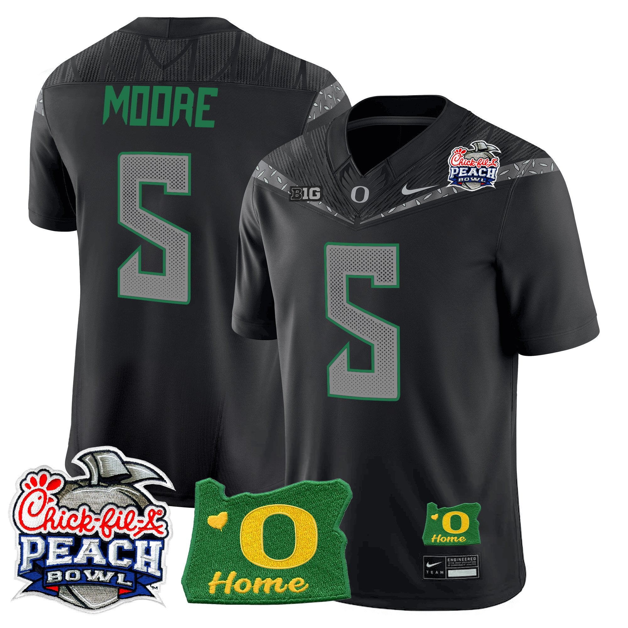 Men's Oregon Ducks 2026 Peach Bowl & Oregon State Patch Vapor Limited Jersey - All Stitched