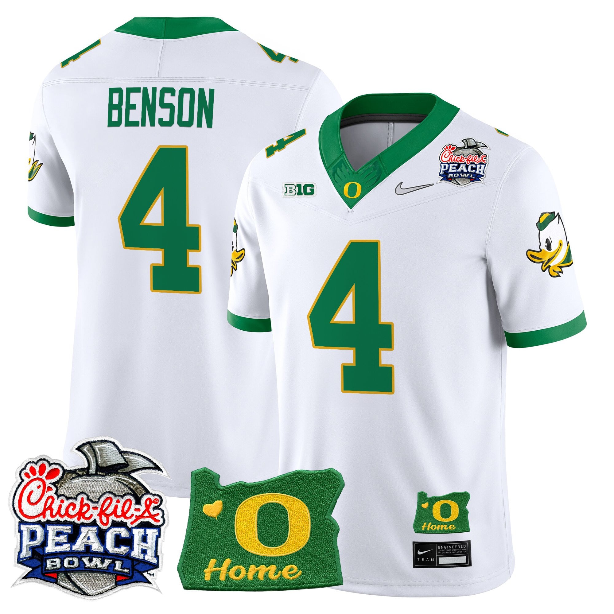 Men's Oregon Ducks 2026 Peach Bowl & Oregon State Patch Vapor Limited Jersey - All Stitched