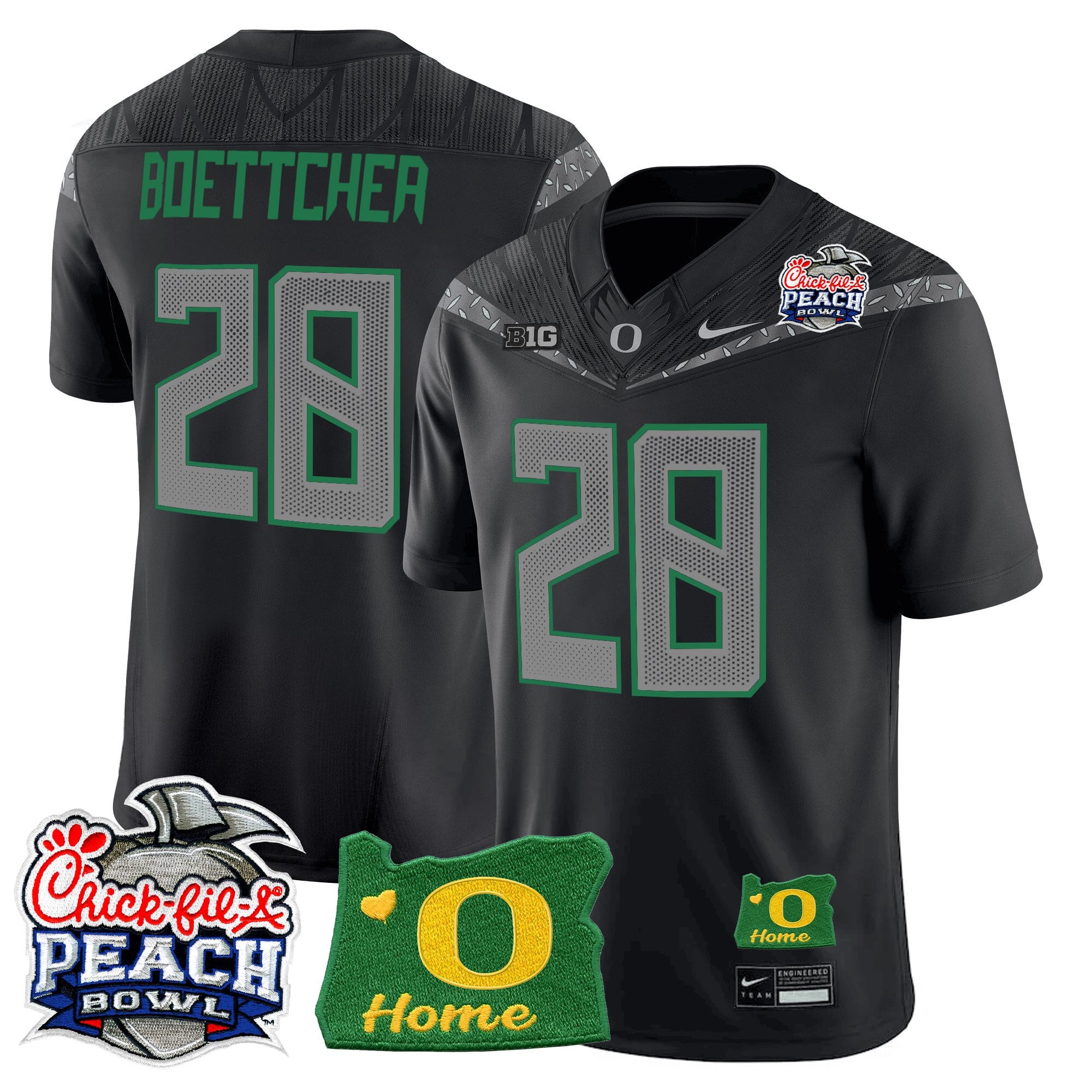 Men's Oregon Ducks 2026 Peach Bowl & Oregon State Patch Vapor Limited Jersey - All Stitched
