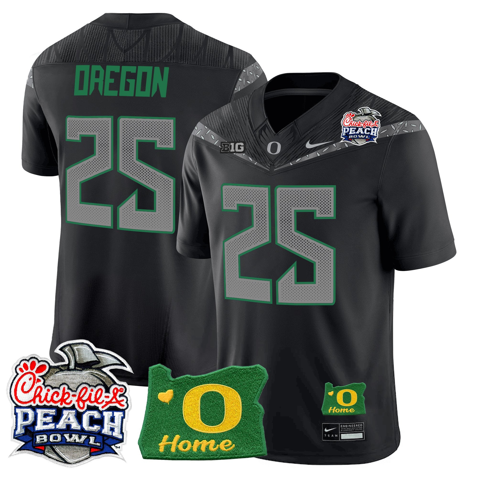 Men's Oregon Ducks 2026 Peach Bowl & Oregon State Patch Vapor Limited Jersey - All Stitched