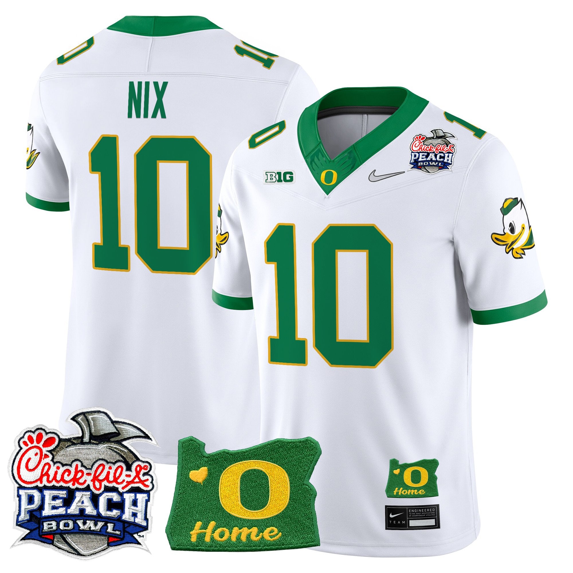 Men's Oregon Ducks 2026 Peach Bowl & Oregon State Patch Vapor Limited Jersey - All Stitched