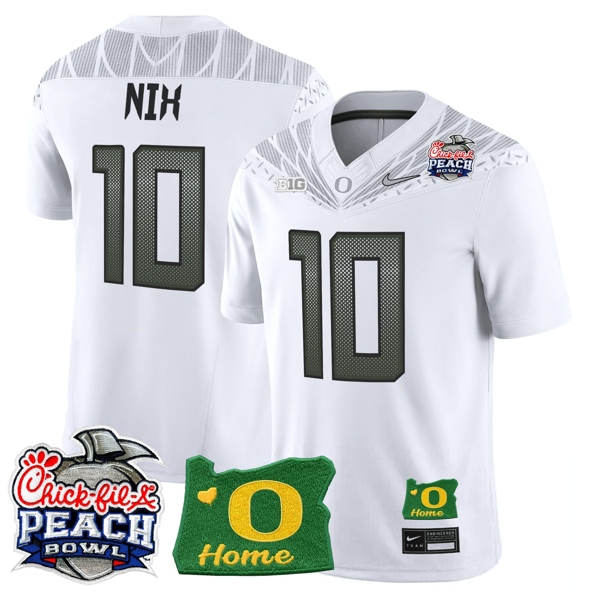 Men's Oregon Ducks 2026 Peach Bowl & Oregon State Patch Vapor Limited Jersey - All Stitched