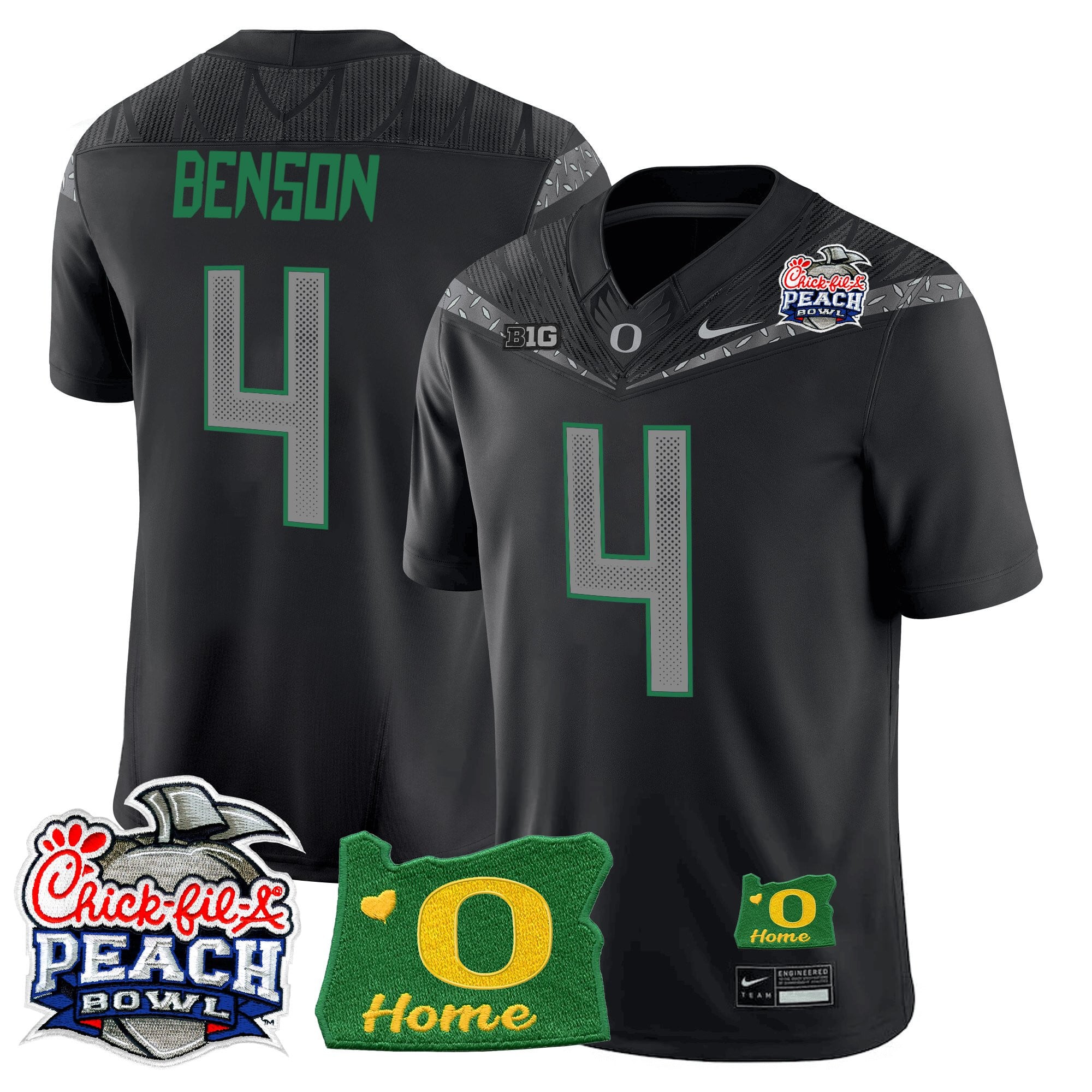 Men's Oregon Ducks 2026 Peach Bowl & Oregon State Patch Vapor Limited Jersey - All Stitched