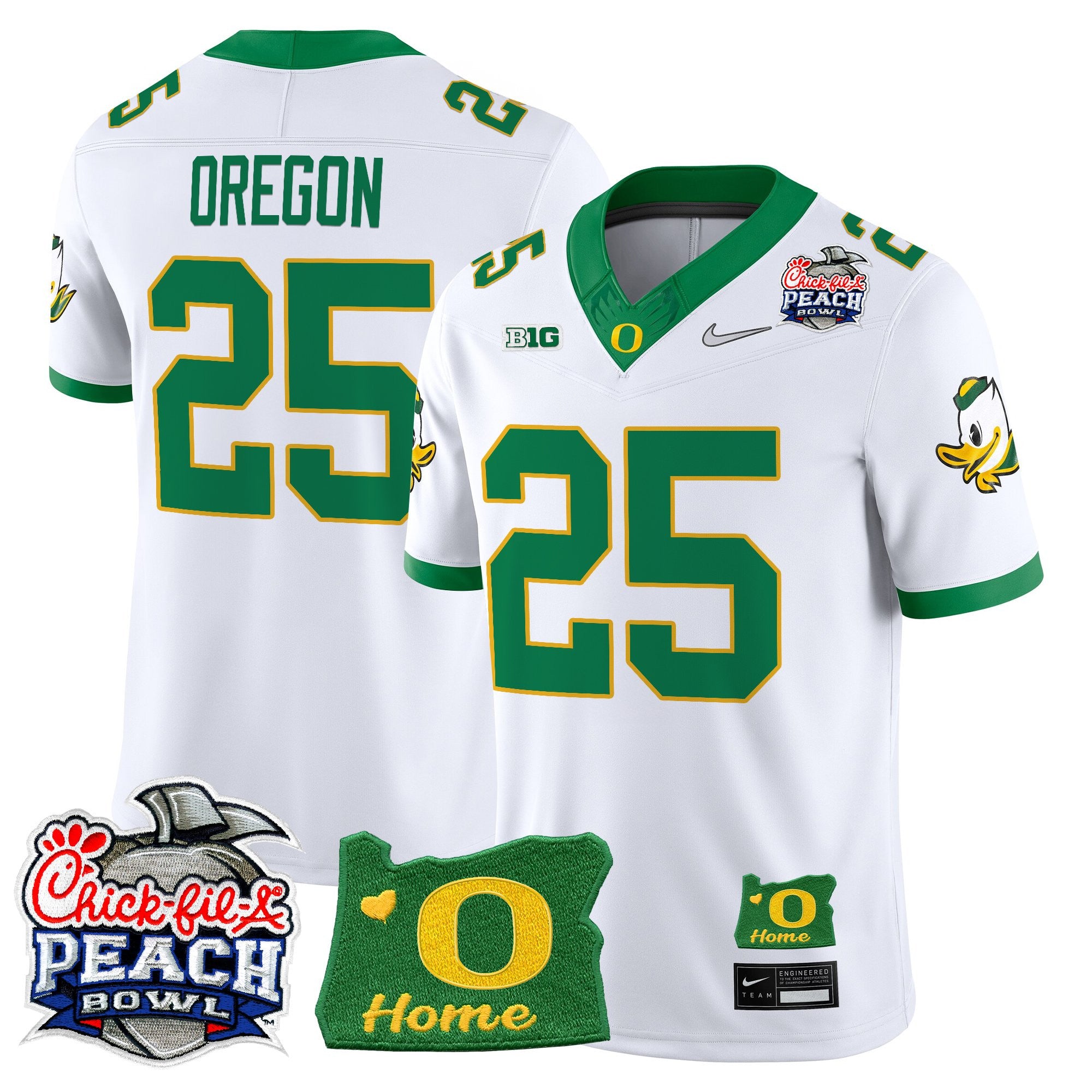 Men's Oregon Ducks 2026 Peach Bowl & Oregon State Patch Vapor Limited Jersey - All Stitched