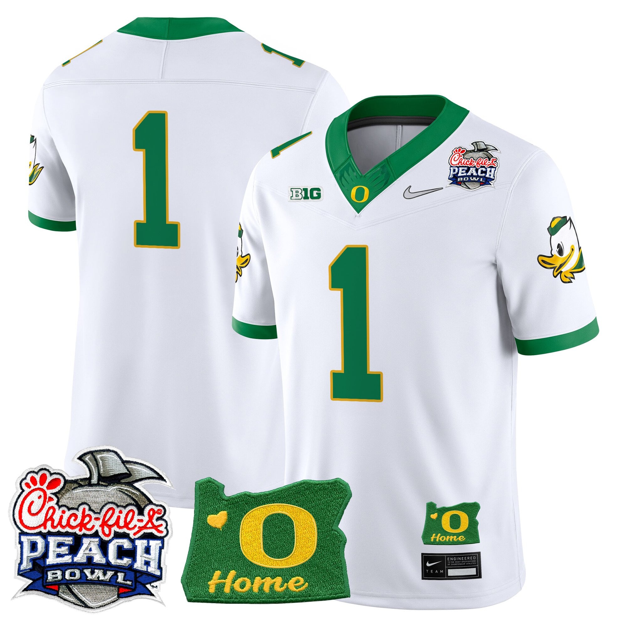 Men's Oregon Ducks 2026 Peach Bowl & Oregon State Patch Vapor Limited Jersey - All Stitched