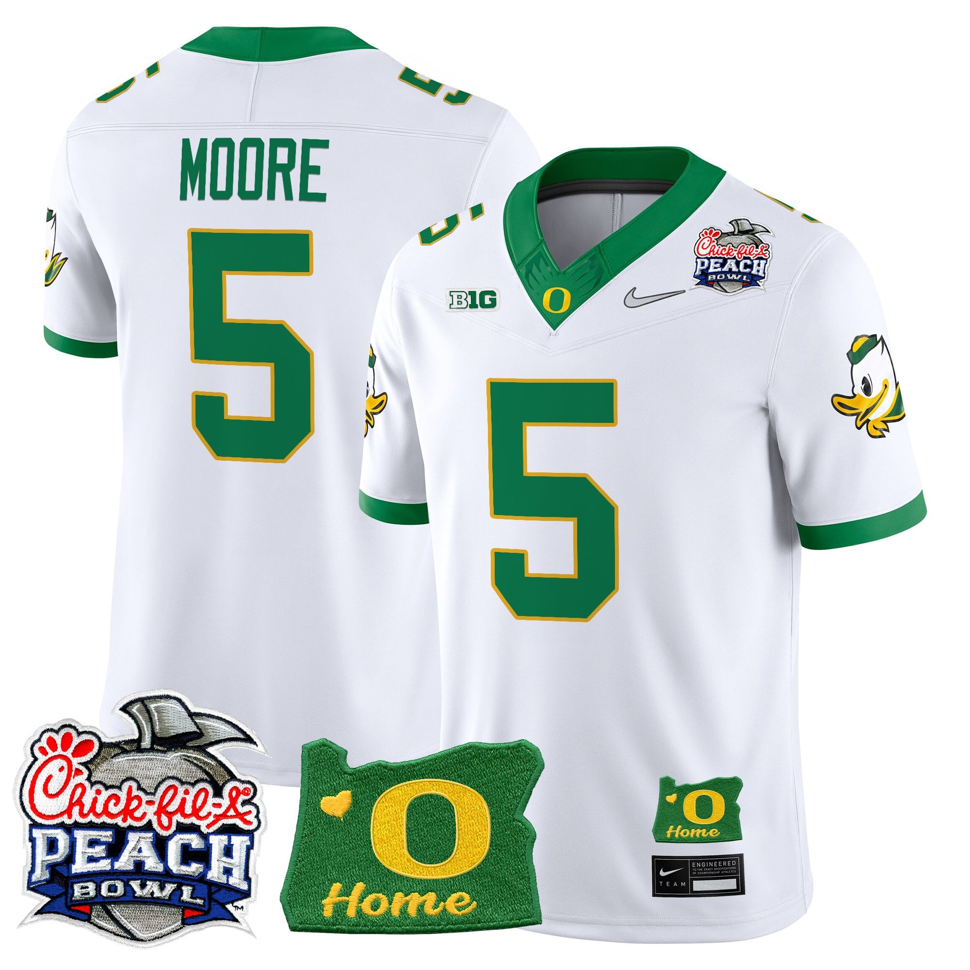 Men's Oregon Ducks 2026 Peach Bowl & Oregon State Patch Vapor Limited Jersey - All Stitched