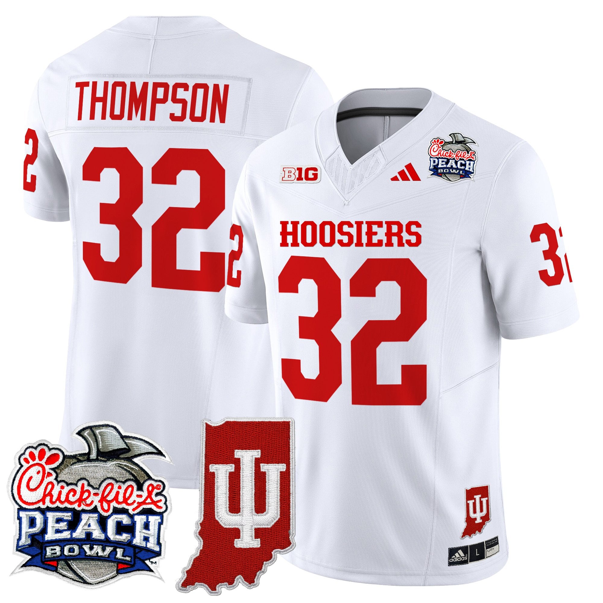 Men's Indiana Hoosiers 2026 Peach Bowl & Indiana State Patch Vapor Limited Jersey - All Stitched