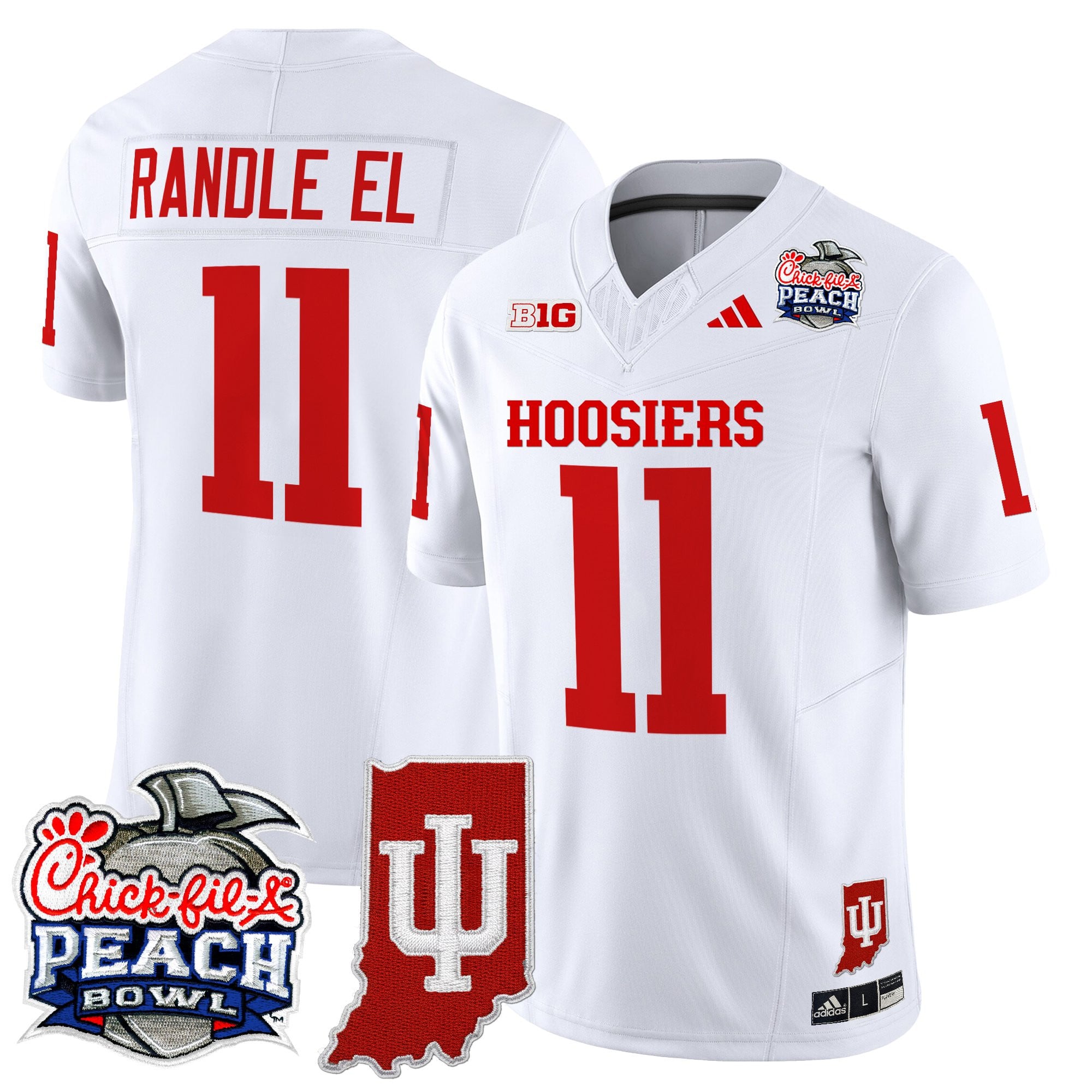 Men's Indiana Hoosiers 2026 Peach Bowl & Indiana State Patch Vapor Limited Jersey - All Stitched