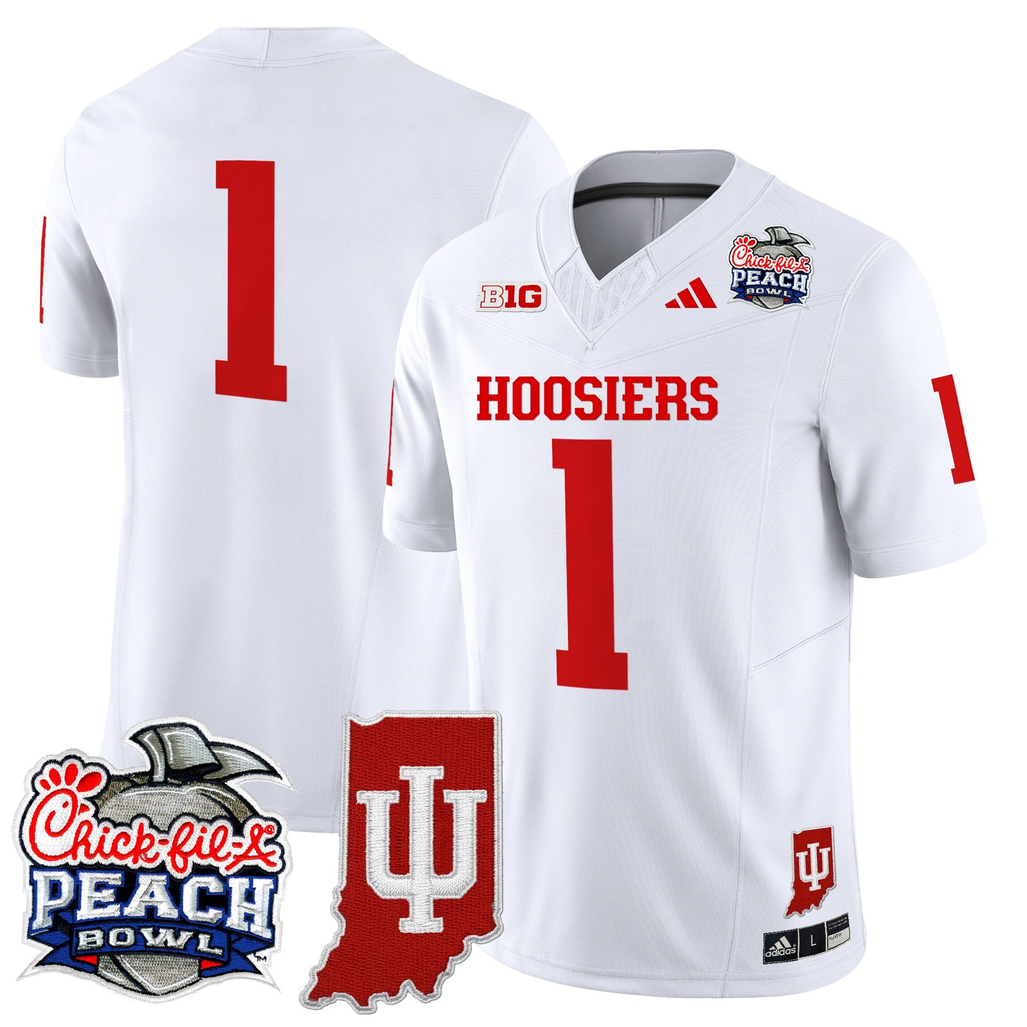 Men's Indiana Hoosiers 2026 Peach Bowl & Indiana State Patch Vapor Limited Jersey - All Stitched