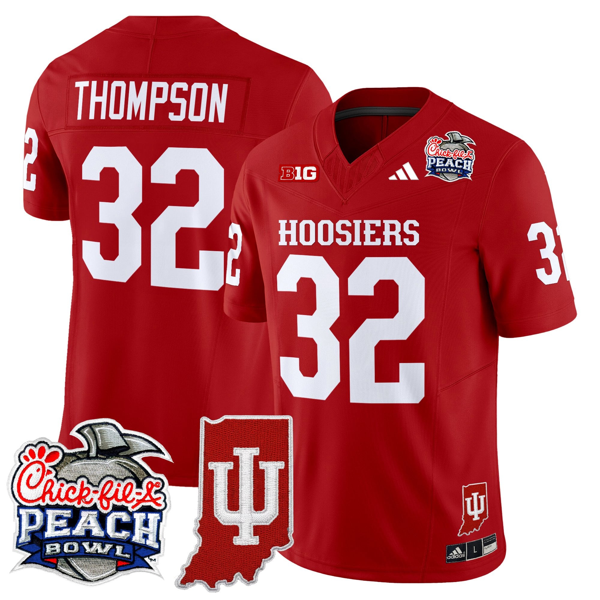 Men's Indiana Hoosiers 2026 Peach Bowl & Indiana State Patch Vapor Limited Jersey - All Stitched