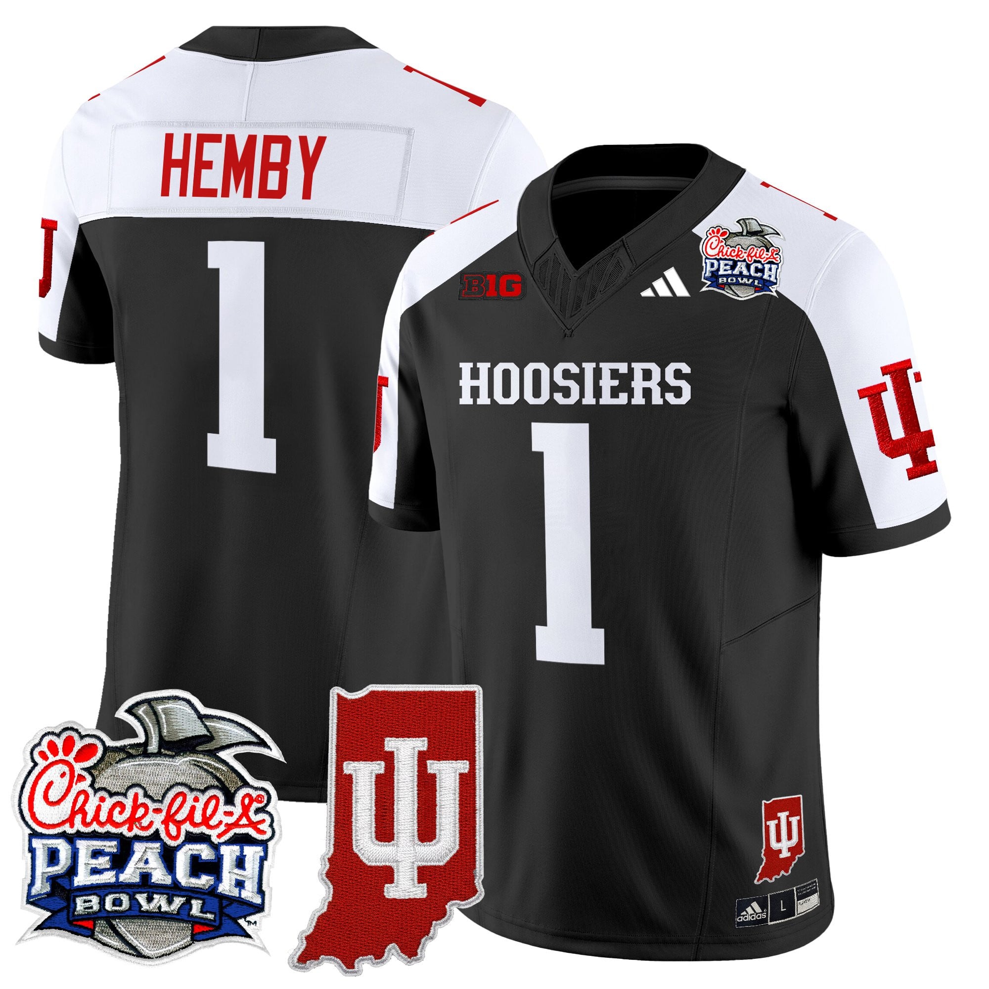 Men's Indiana Hoosiers 2026 Peach Bowl & Indiana State Patch Vapor Limited Jersey - All Stitched