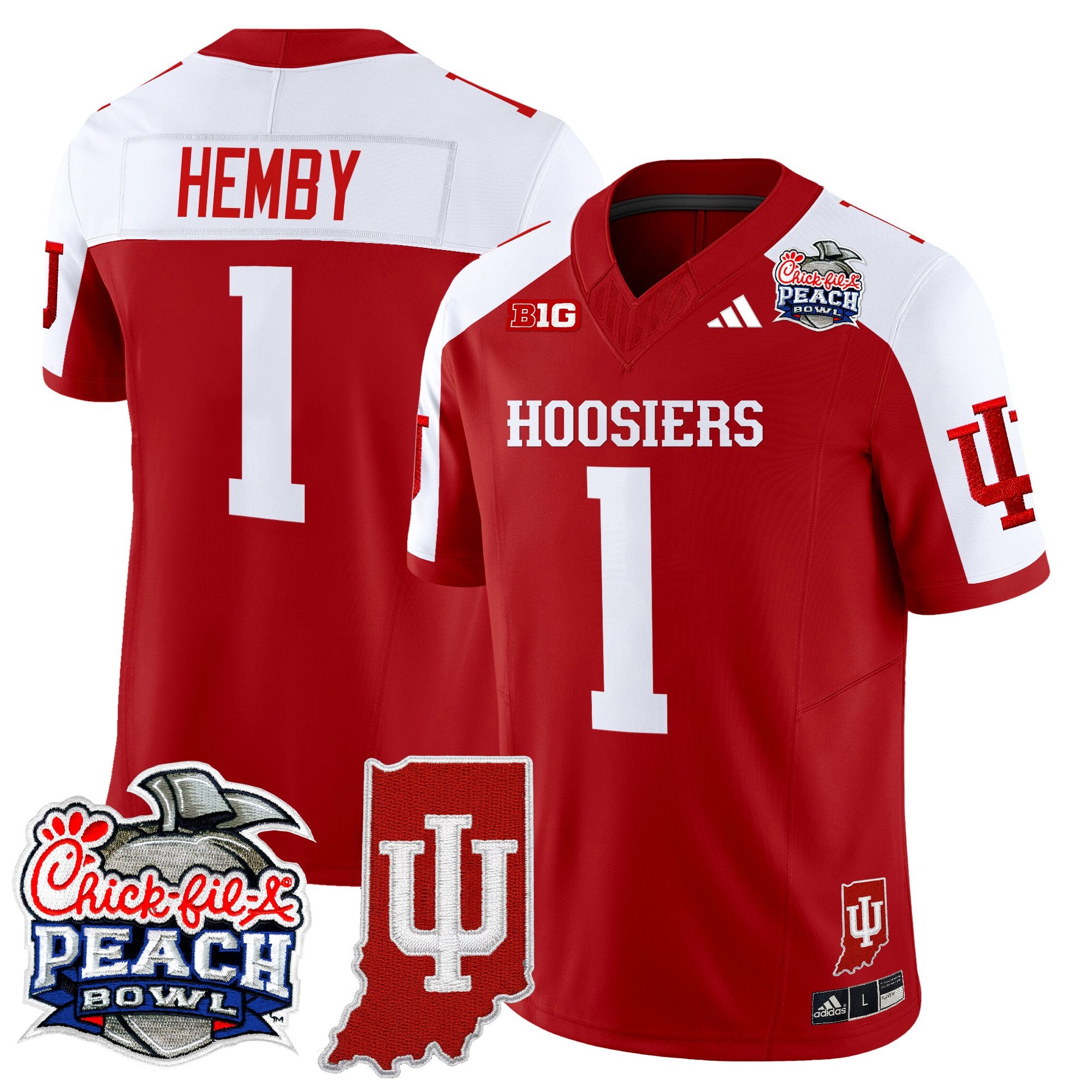 Men's Indiana Hoosiers 2026 Peach Bowl & Indiana State Patch Vapor Limited Jersey - All Stitched