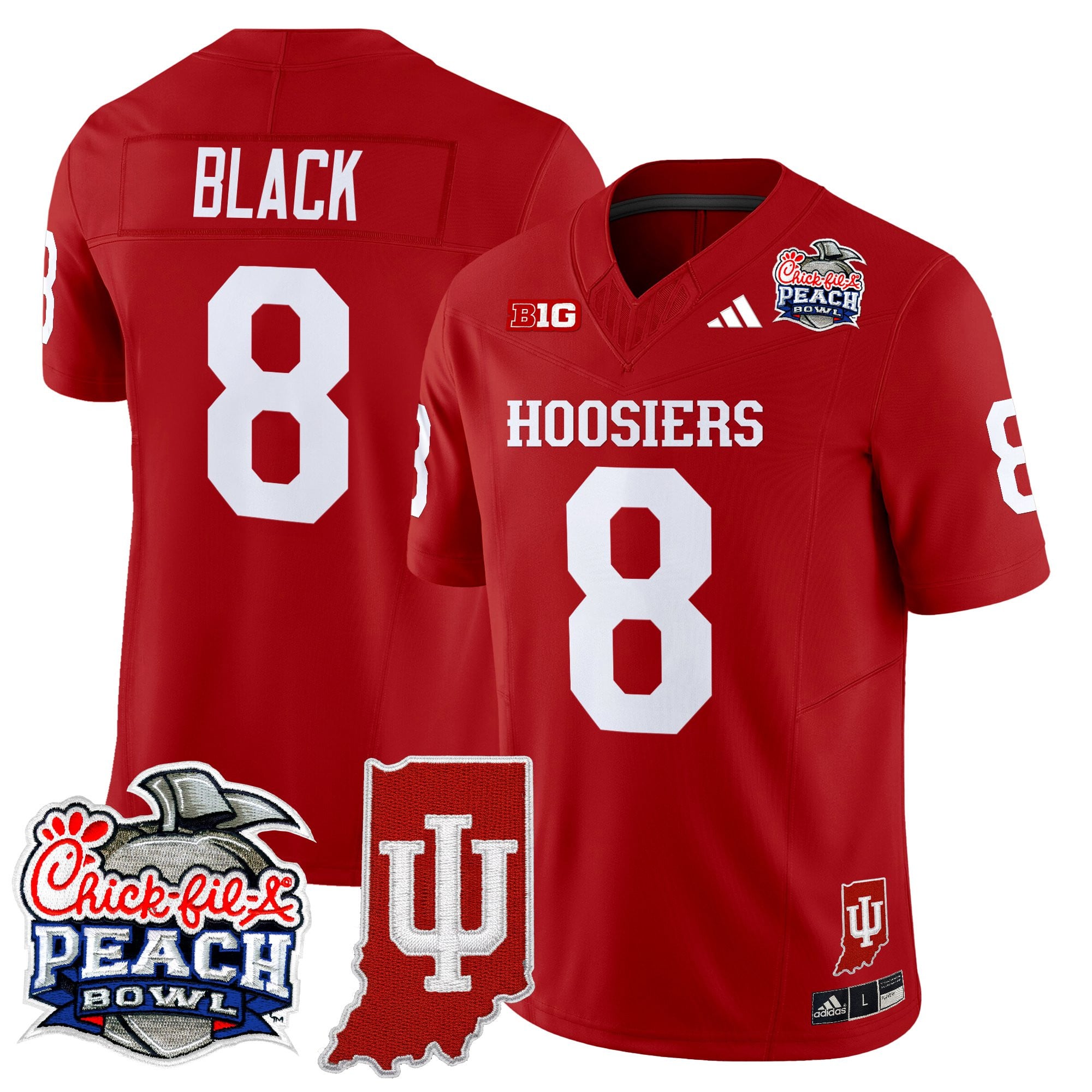Men's Indiana Hoosiers 2026 Peach Bowl & Indiana State Patch Vapor Limited Jersey - All Stitched