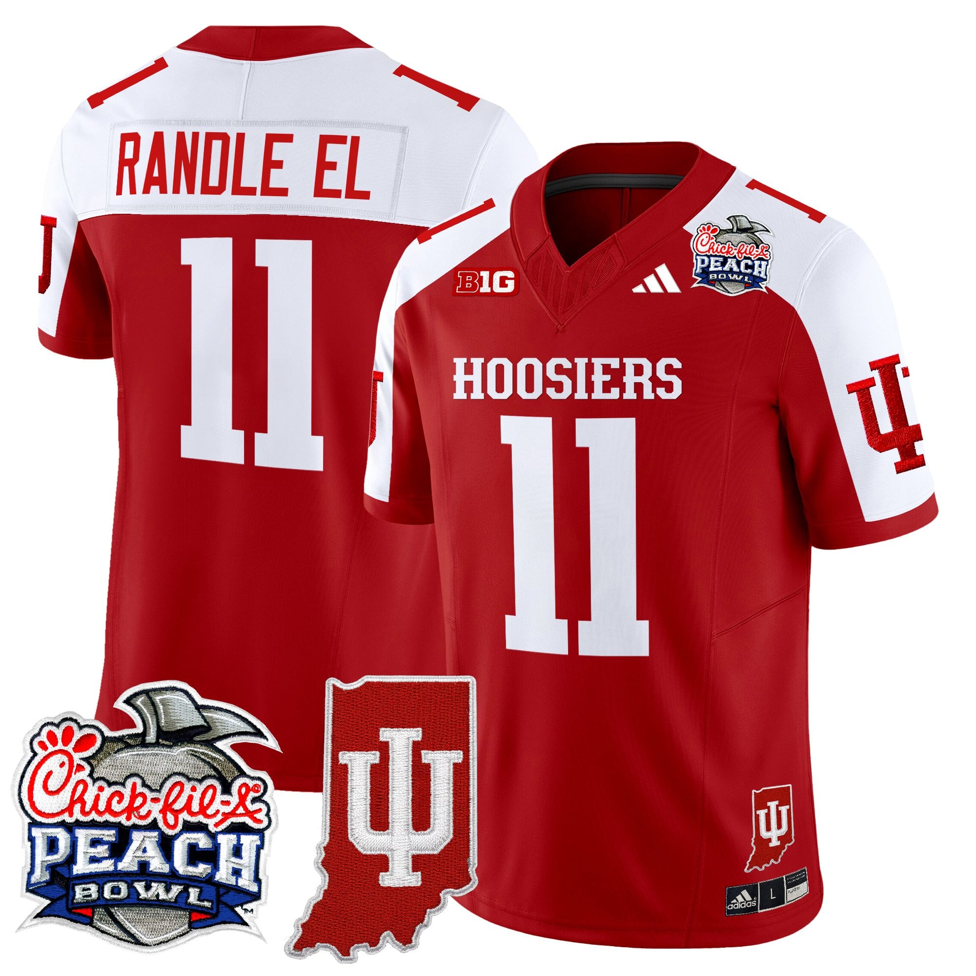 Men's Indiana Hoosiers 2026 Peach Bowl & Indiana State Patch Vapor Limited Jersey - All Stitched