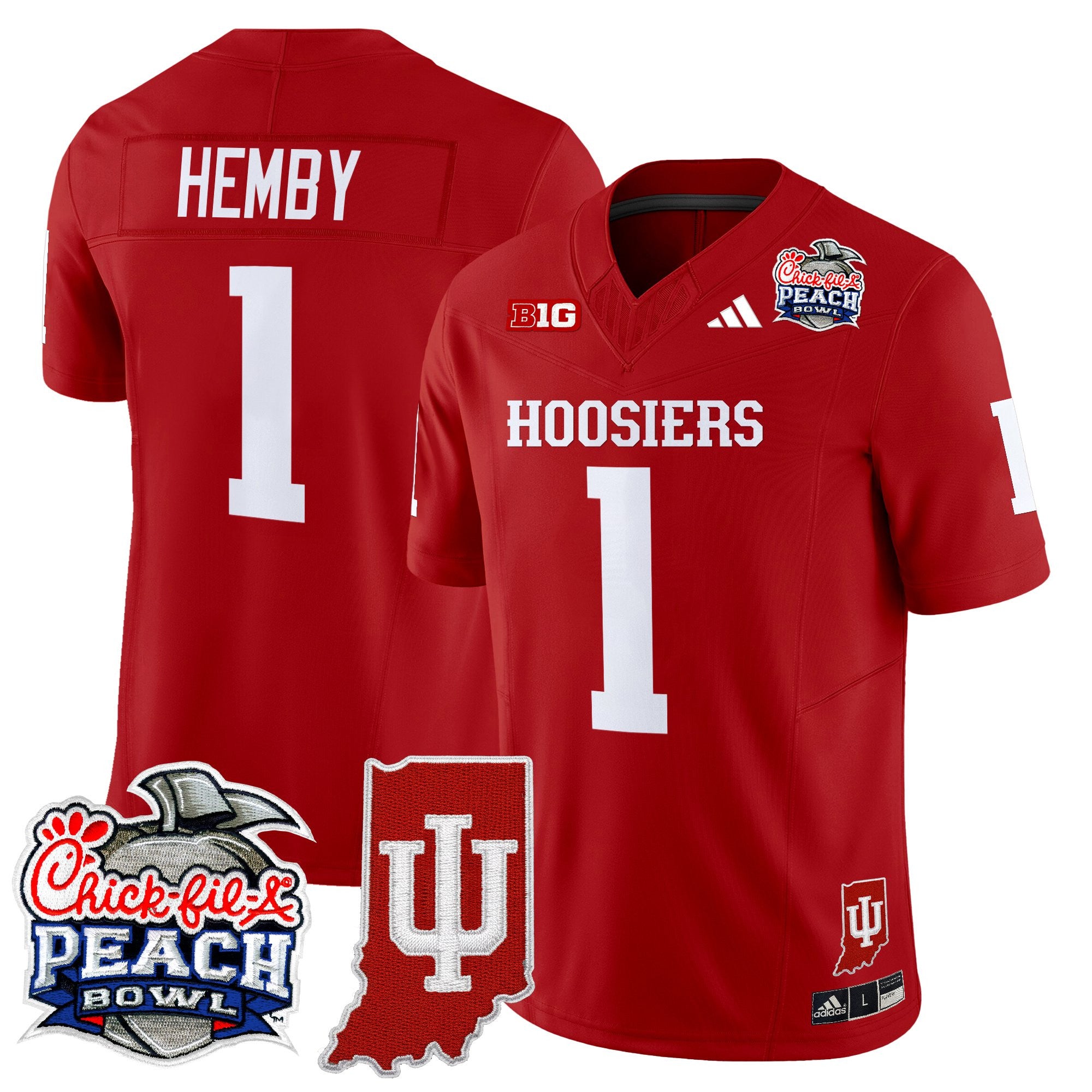 Men's Indiana Hoosiers 2026 Peach Bowl & Indiana State Patch Vapor Limited Jersey - All Stitched