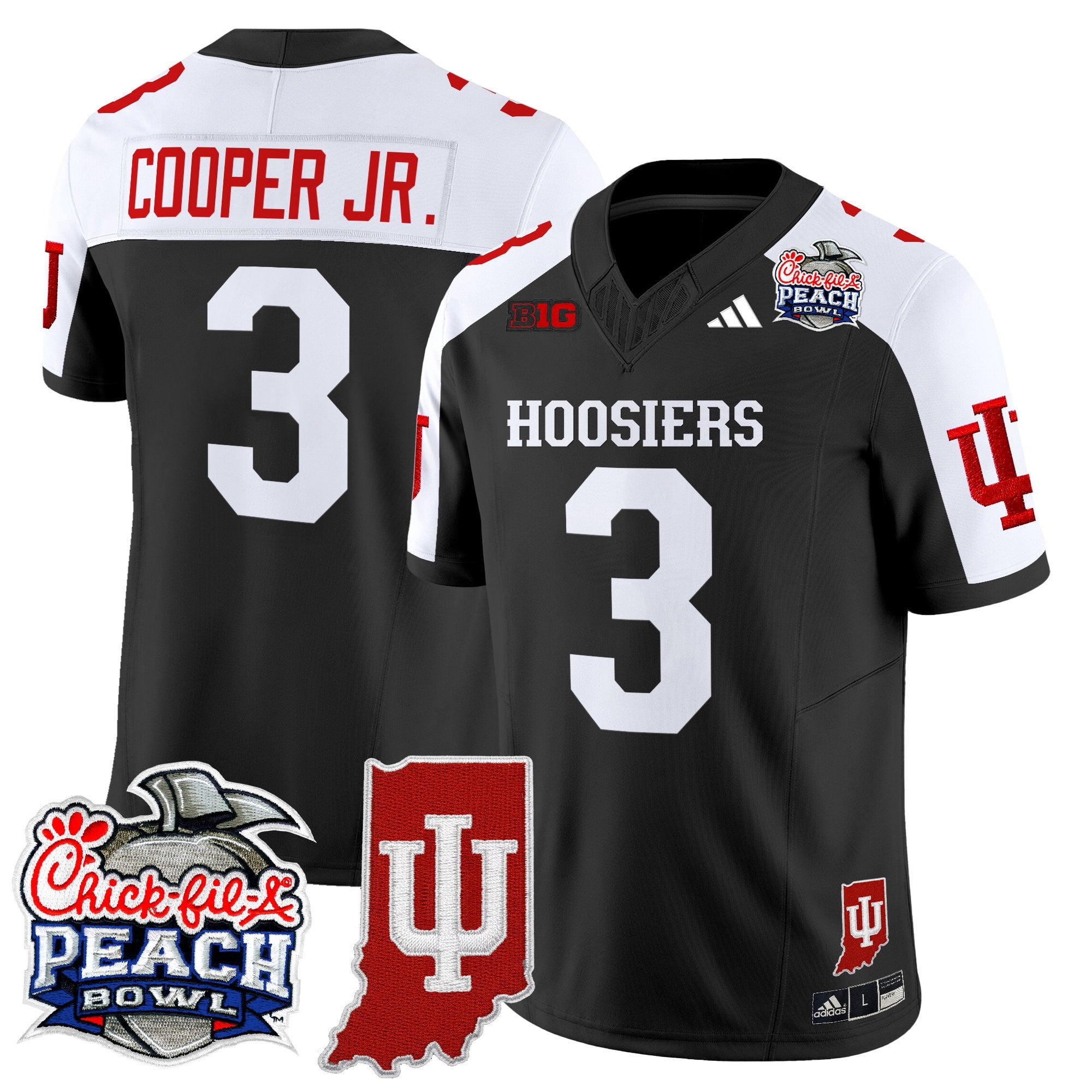 Men's Indiana Hoosiers 2026 Peach Bowl & Indiana State Patch Vapor Limited Jersey - All Stitched
