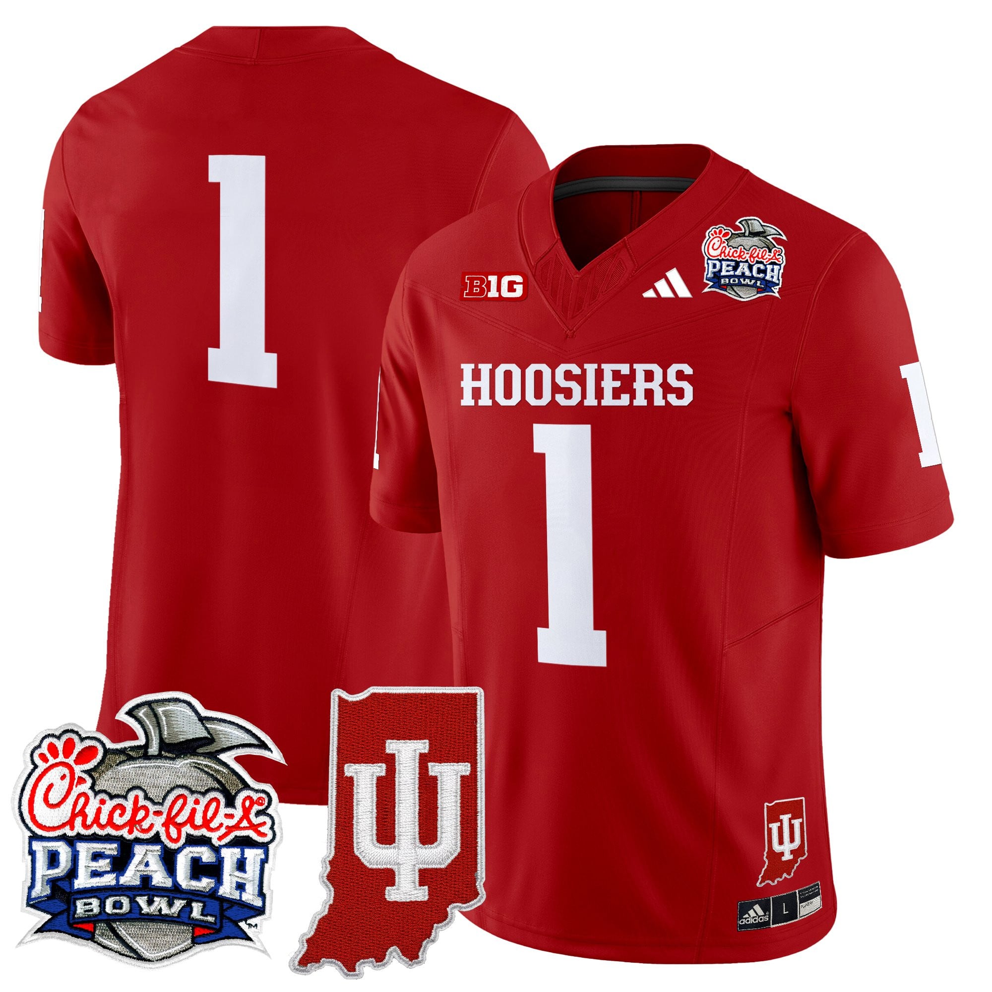 Men's Indiana Hoosiers 2026 Peach Bowl & Indiana State Patch Vapor Limited Jersey - All Stitched