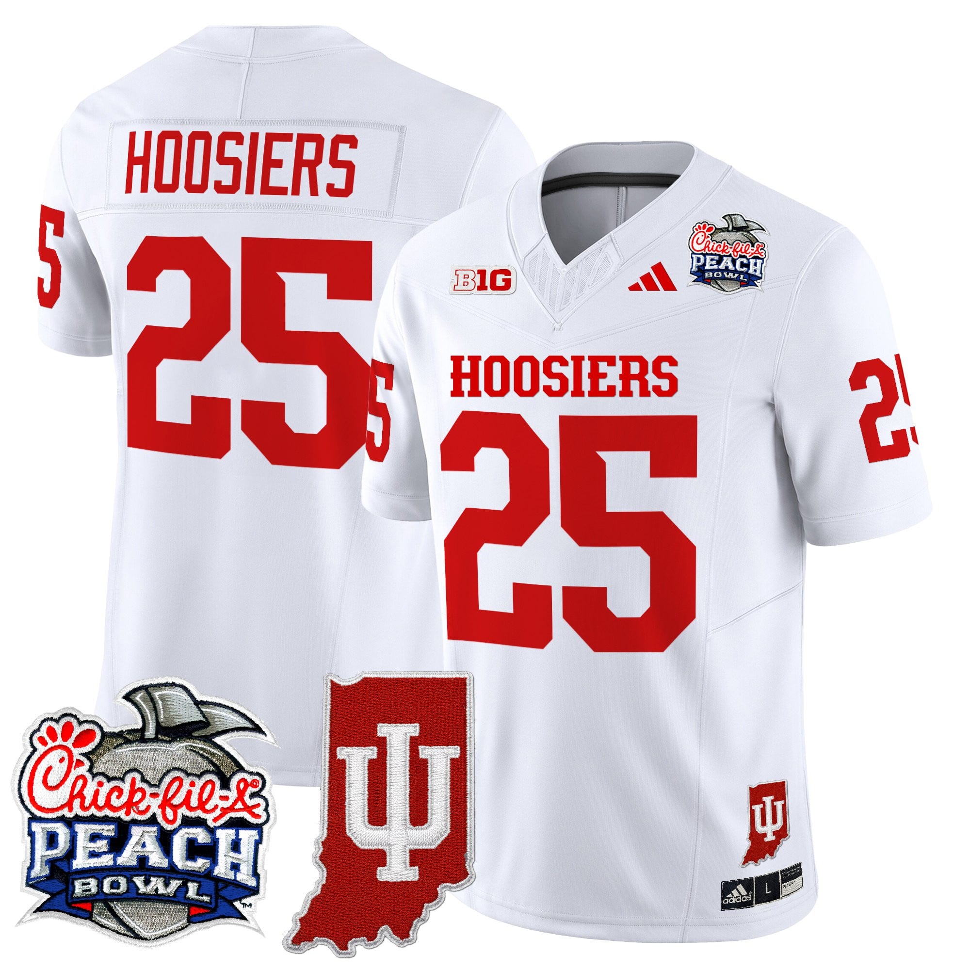 Men's Indiana Hoosiers 2026 Peach Bowl & Indiana State Patch Vapor Limited Jersey - All Stitched