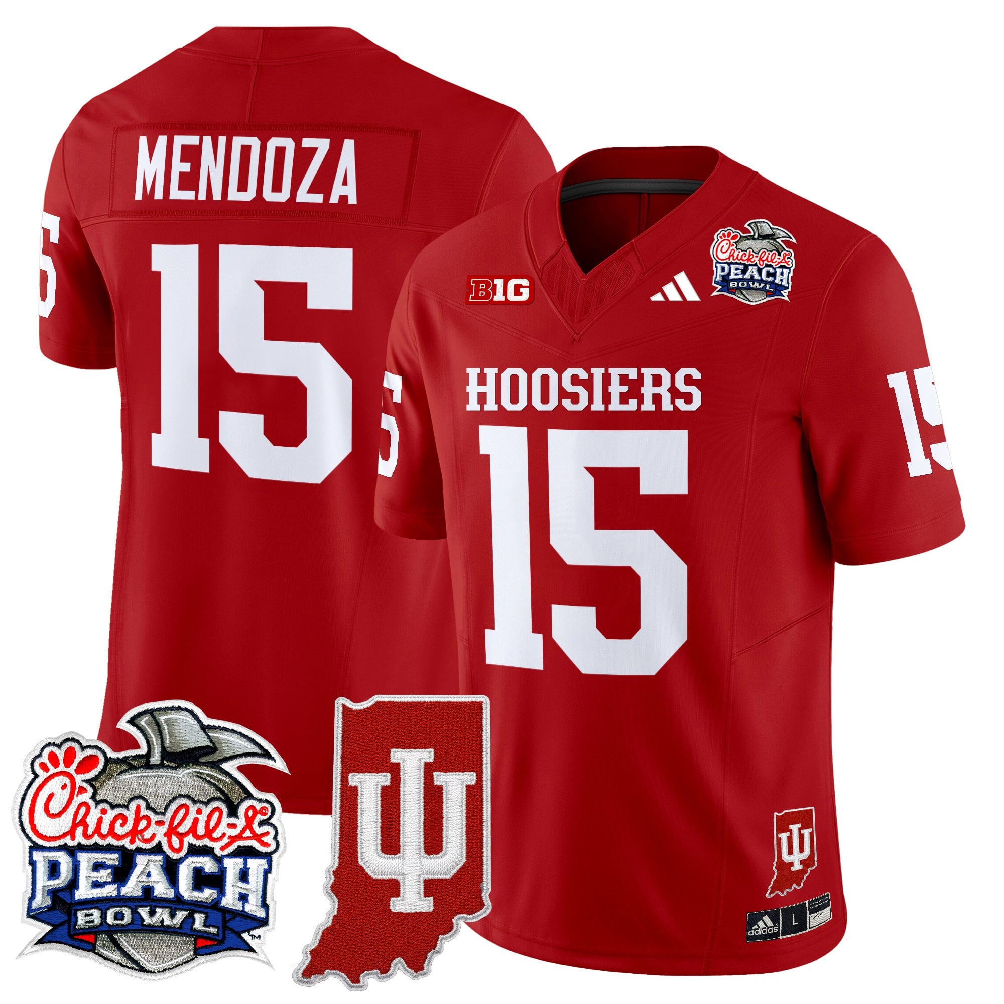 Men's Indiana Hoosiers 2026 Peach Bowl & Indiana State Patch Vapor Limited Jersey - All Stitched