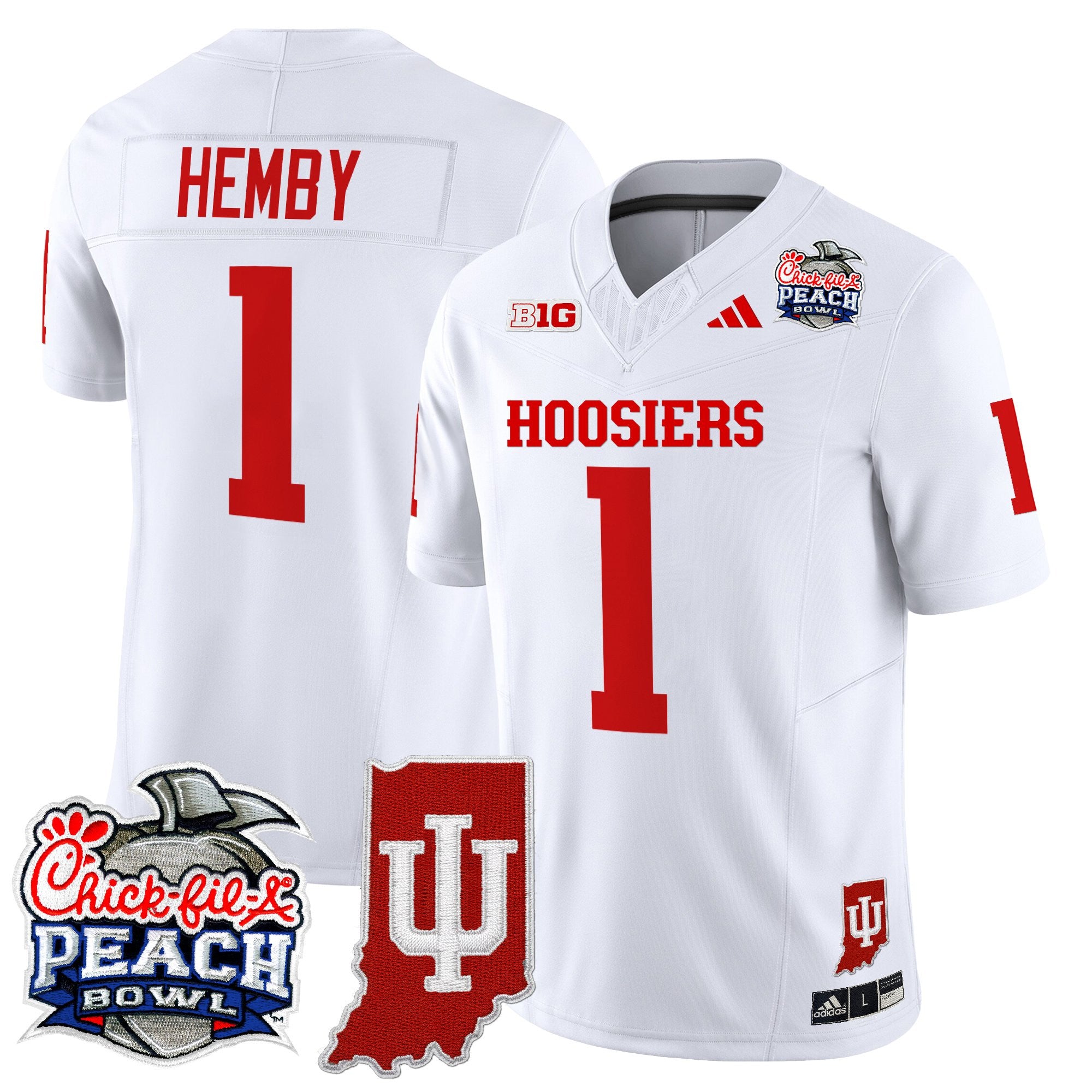 Men's Indiana Hoosiers 2026 Peach Bowl & Indiana State Patch Vapor Limited Jersey - All Stitched