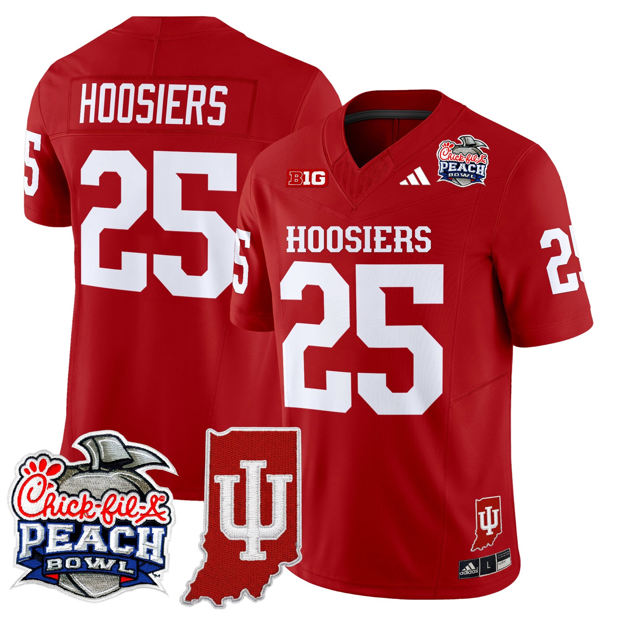 Men's Indiana Hoosiers 2026 Peach Bowl & Indiana State Patch Vapor Limited Jersey - All Stitched