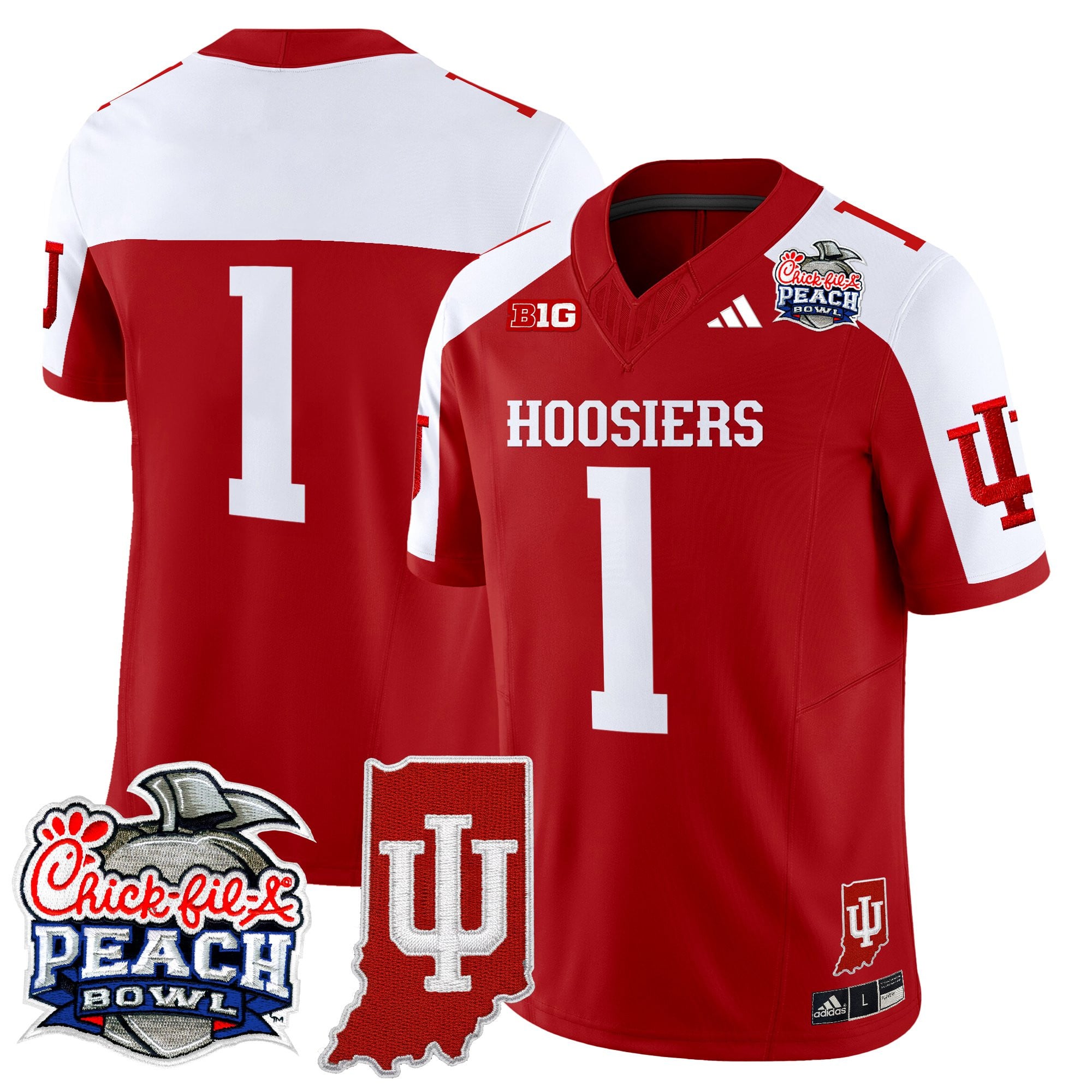 Men's Indiana Hoosiers 2026 Peach Bowl & Indiana State Patch Vapor Limited Jersey - All Stitched