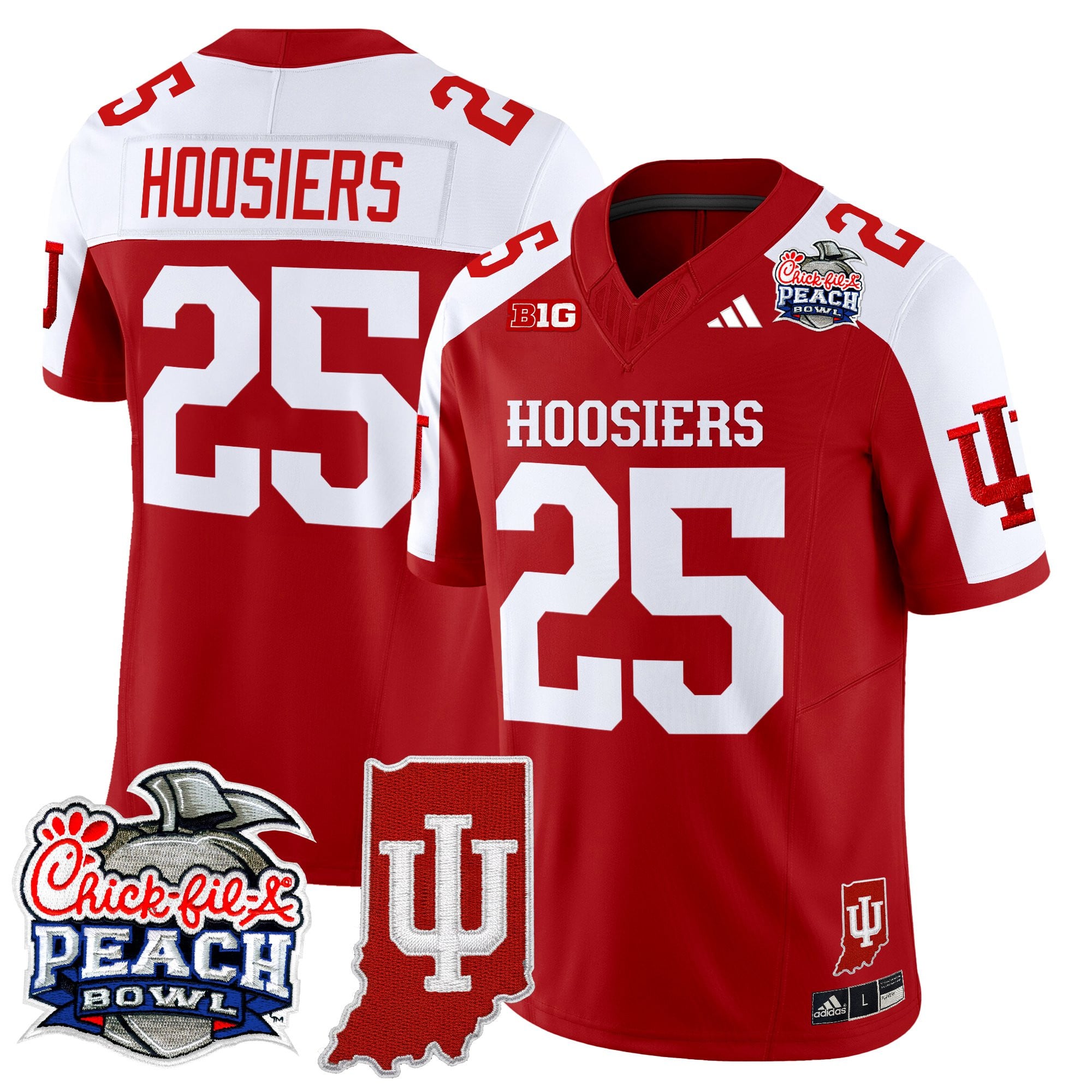 Men's Indiana Hoosiers 2026 Peach Bowl & Indiana State Patch Vapor Limited Jersey - All Stitched