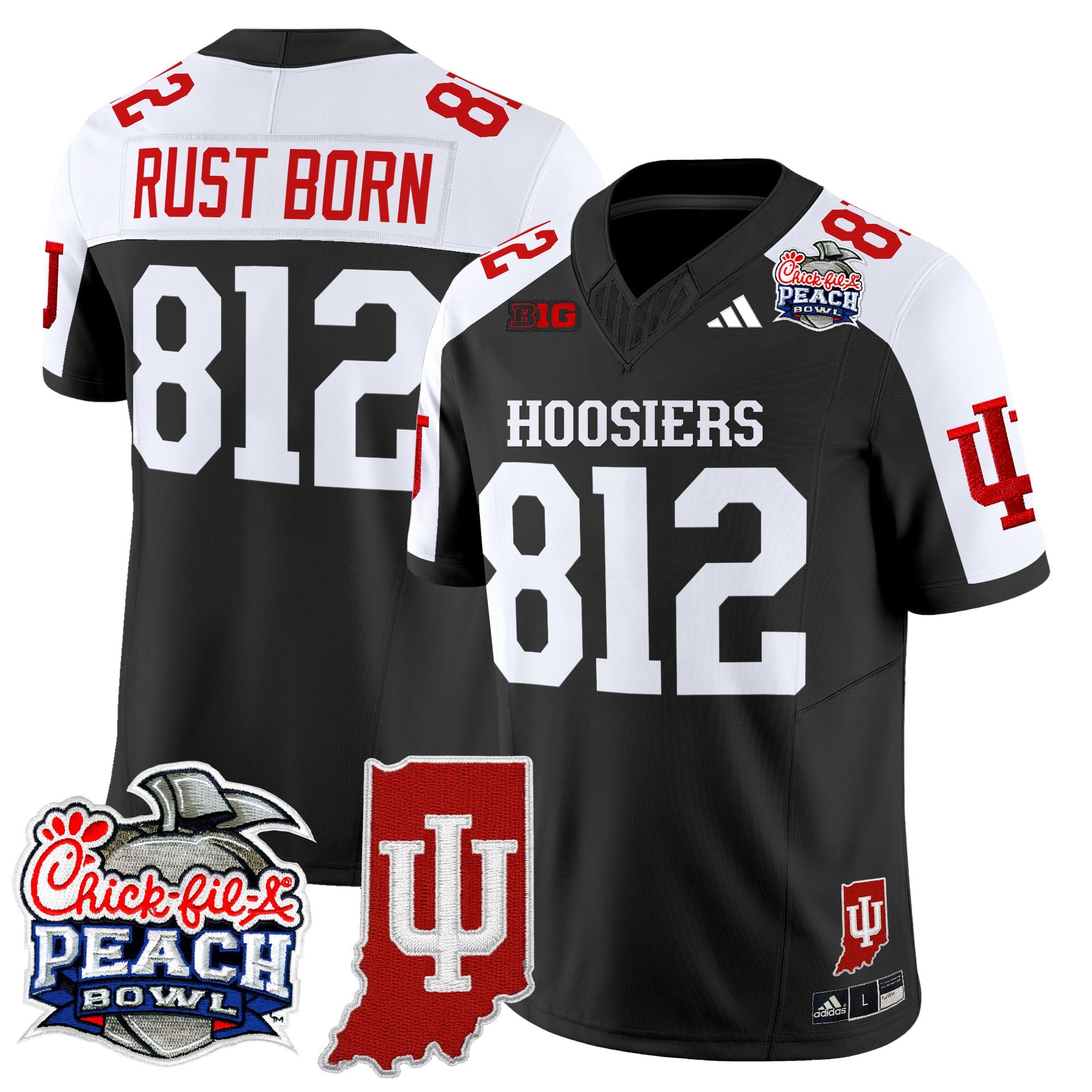 Men's Indiana Hoosiers 2026 Peach Bowl & Indiana State Patch Vapor Limited Jersey - All Stitched