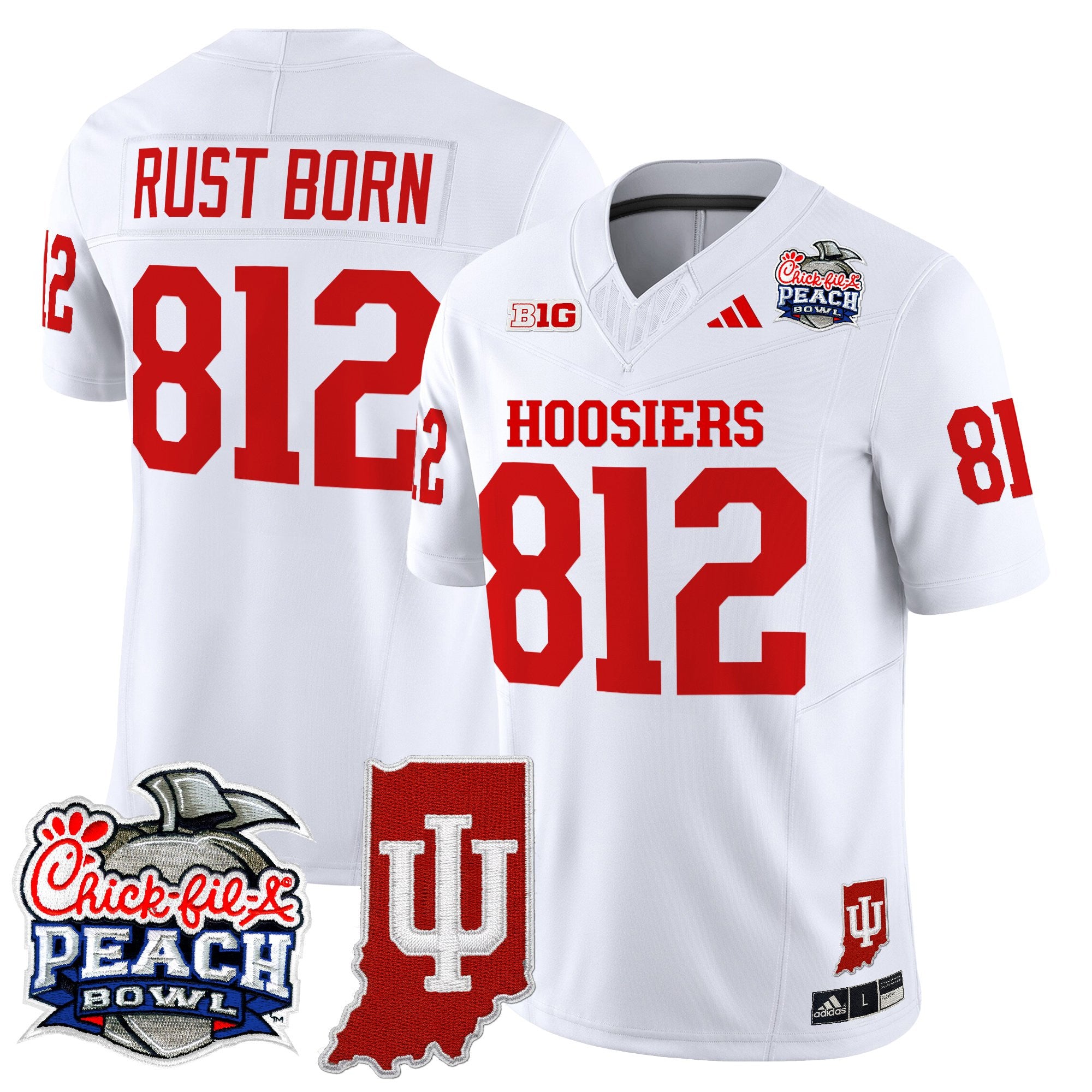 Men's Indiana Hoosiers 2026 Peach Bowl & Indiana State Patch Vapor Limited Jersey - All Stitched