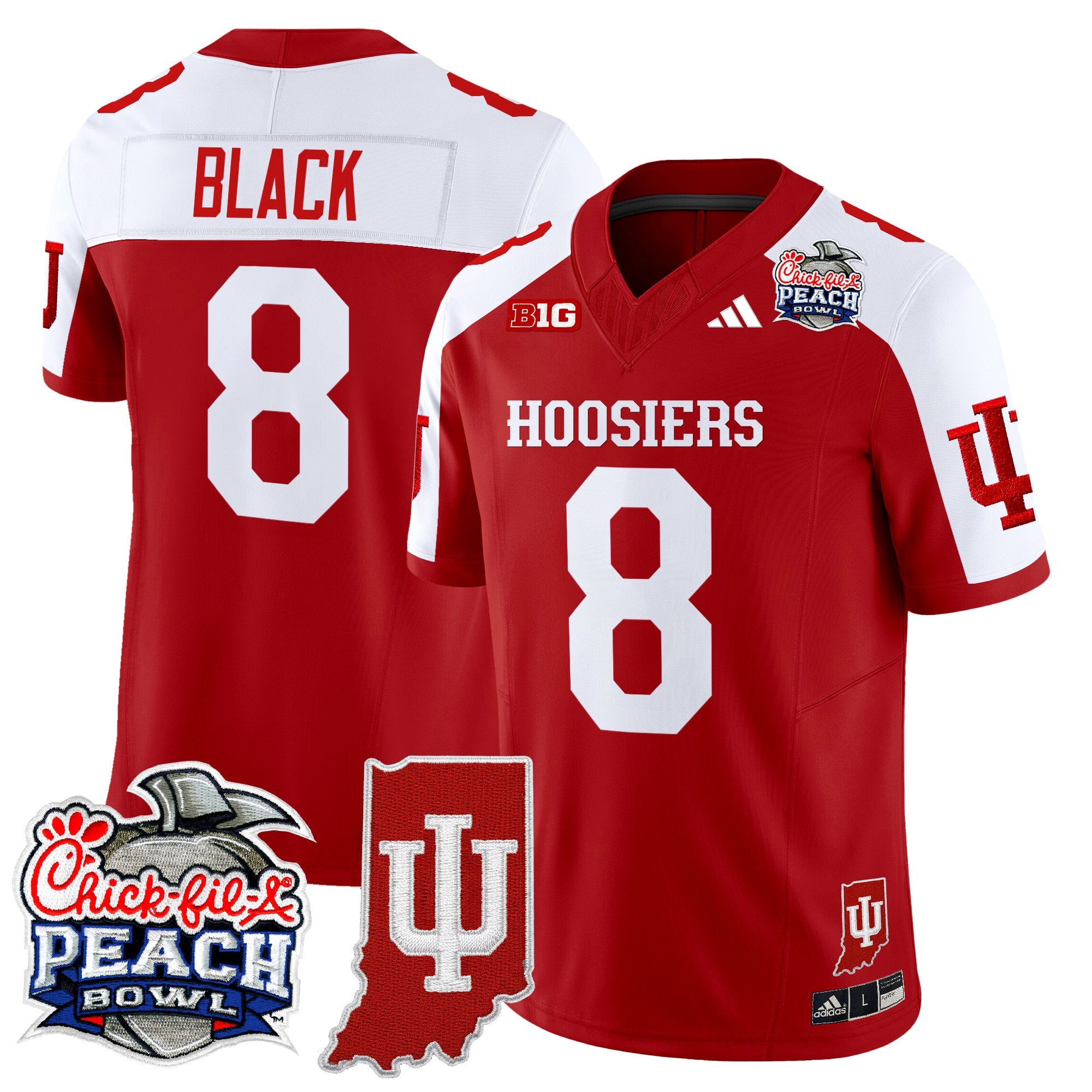 Men's Indiana Hoosiers 2026 Peach Bowl & Indiana State Patch Vapor Limited Jersey - All Stitched