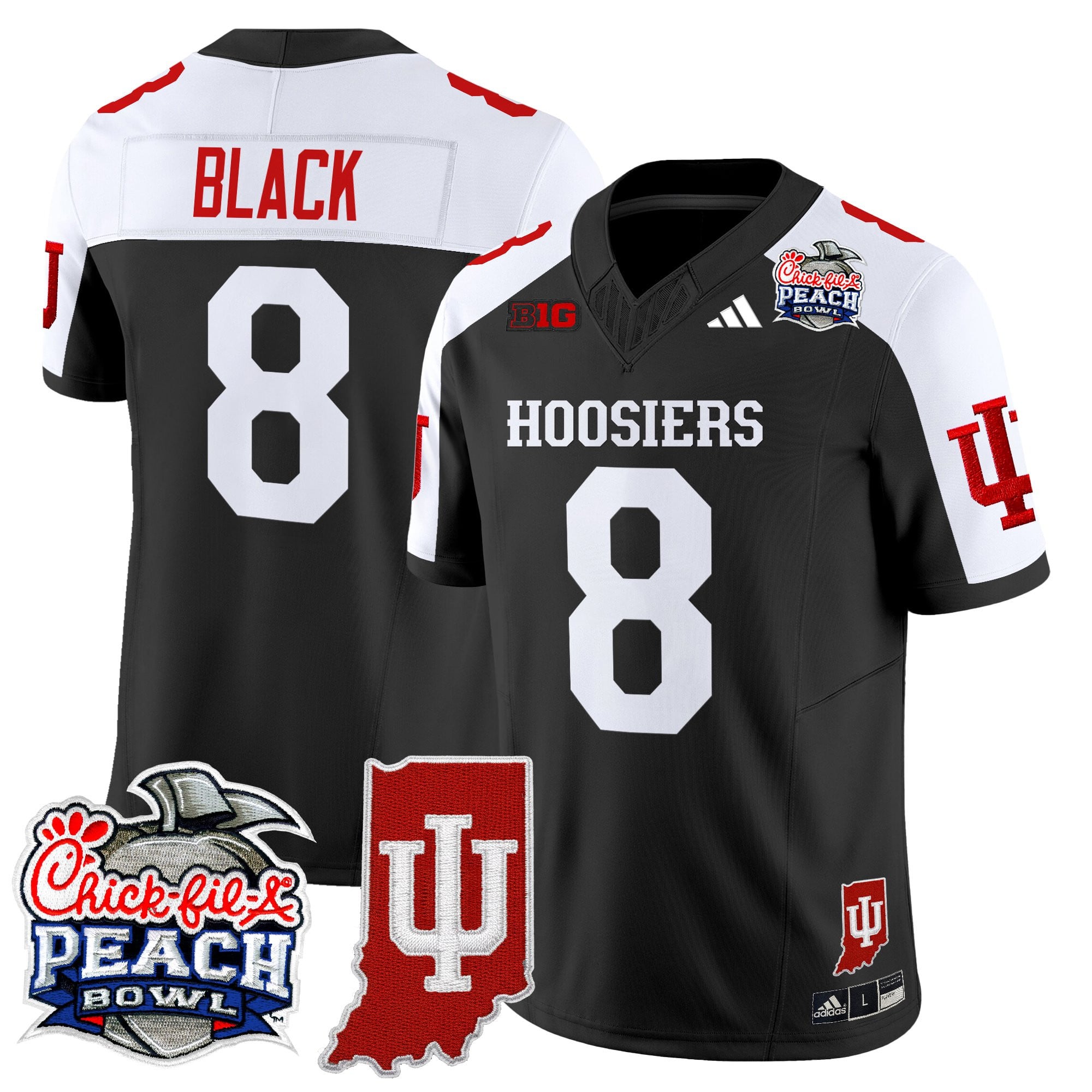 Men's Indiana Hoosiers 2026 Peach Bowl & Indiana State Patch Vapor Limited Jersey - All Stitched