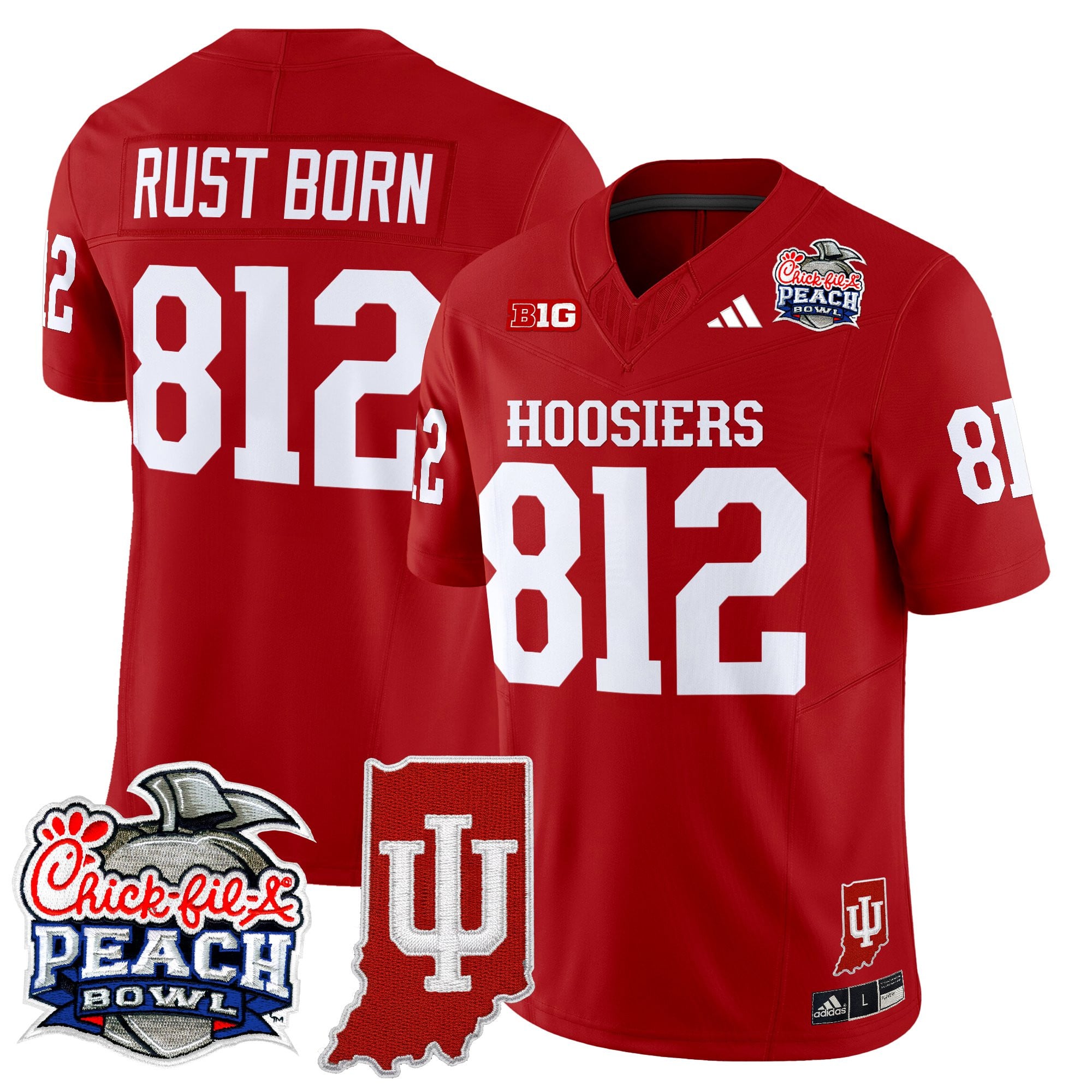 Men's Indiana Hoosiers 2026 Peach Bowl & Indiana State Patch Vapor Limited Jersey - All Stitched