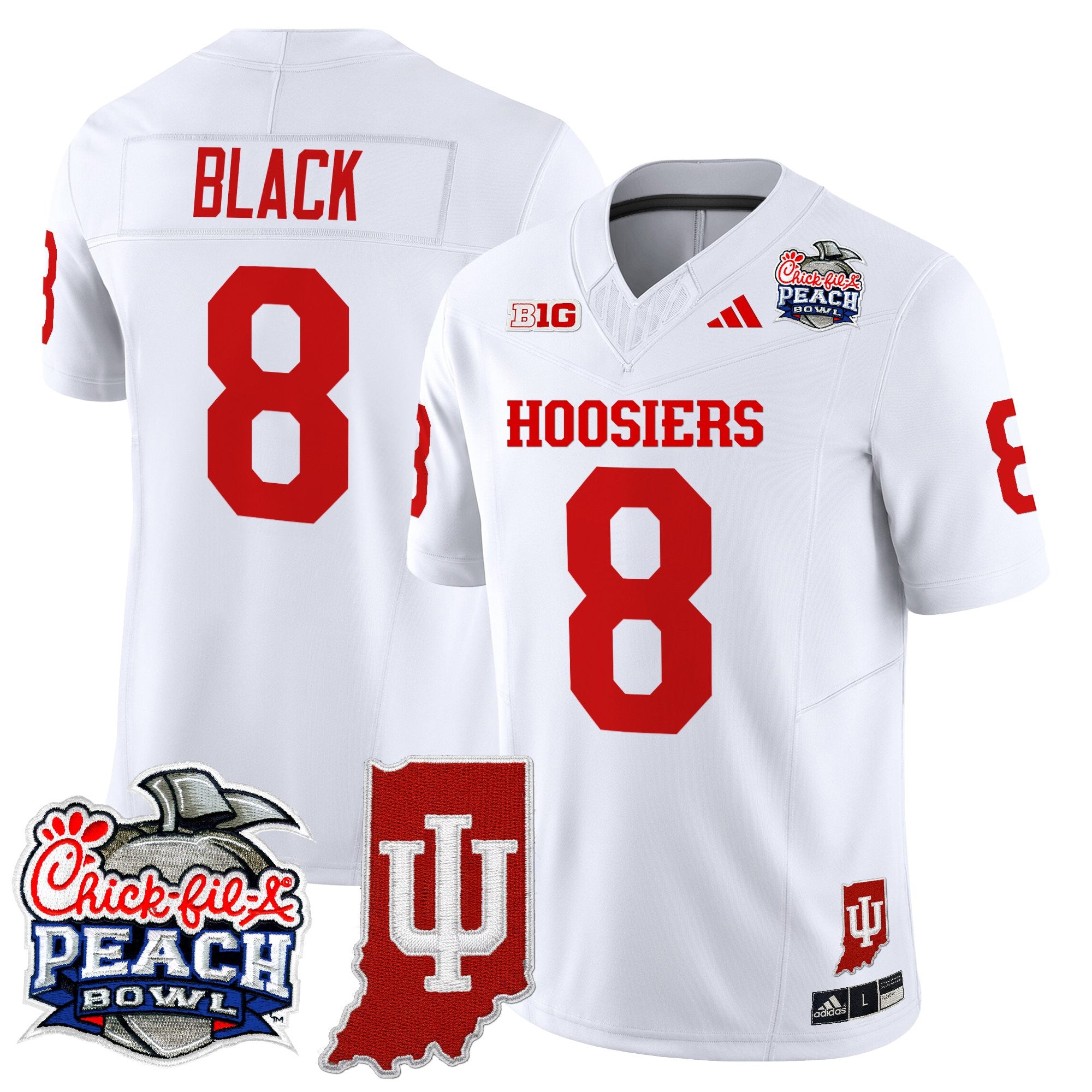 Men's Indiana Hoosiers 2026 Peach Bowl & Indiana State Patch Vapor Limited Jersey - All Stitched