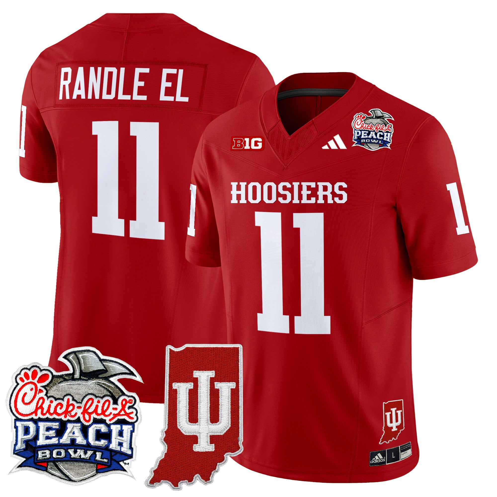 Men's Indiana Hoosiers 2026 Peach Bowl & Indiana State Patch Vapor Limited Jersey - All Stitched