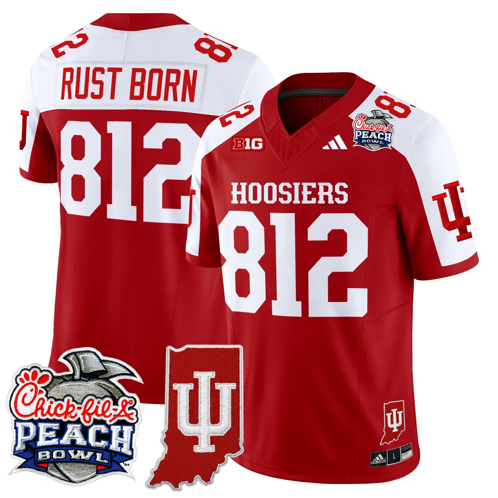 Men's Indiana Hoosiers 2026 Peach Bowl & Indiana State Patch Vapor Limited Jersey - All Stitched