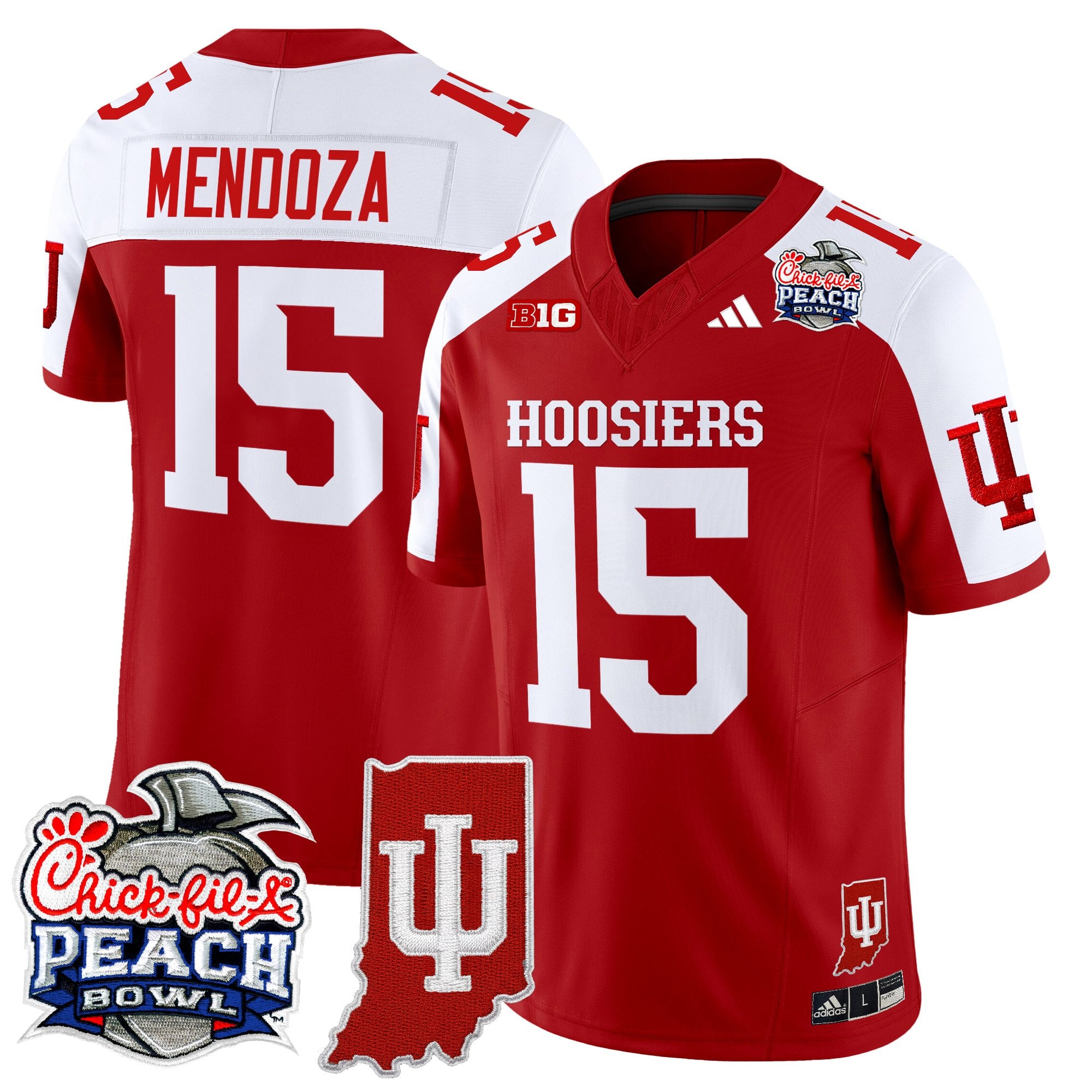 Men's Indiana Hoosiers 2026 Peach Bowl & Indiana State Patch Vapor Limited Jersey - All Stitched