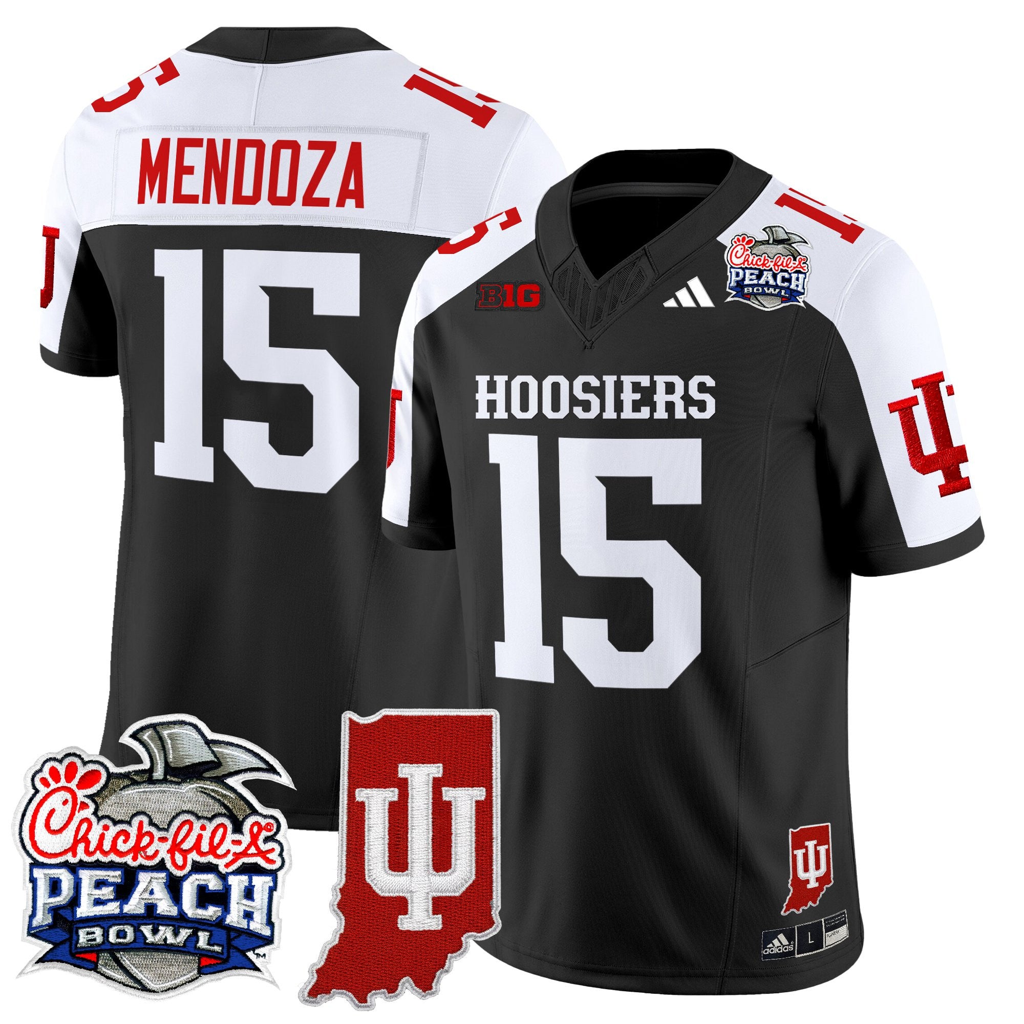 Men's Indiana Hoosiers 2026 Peach Bowl & Indiana State Patch Vapor Limited Jersey - All Stitched