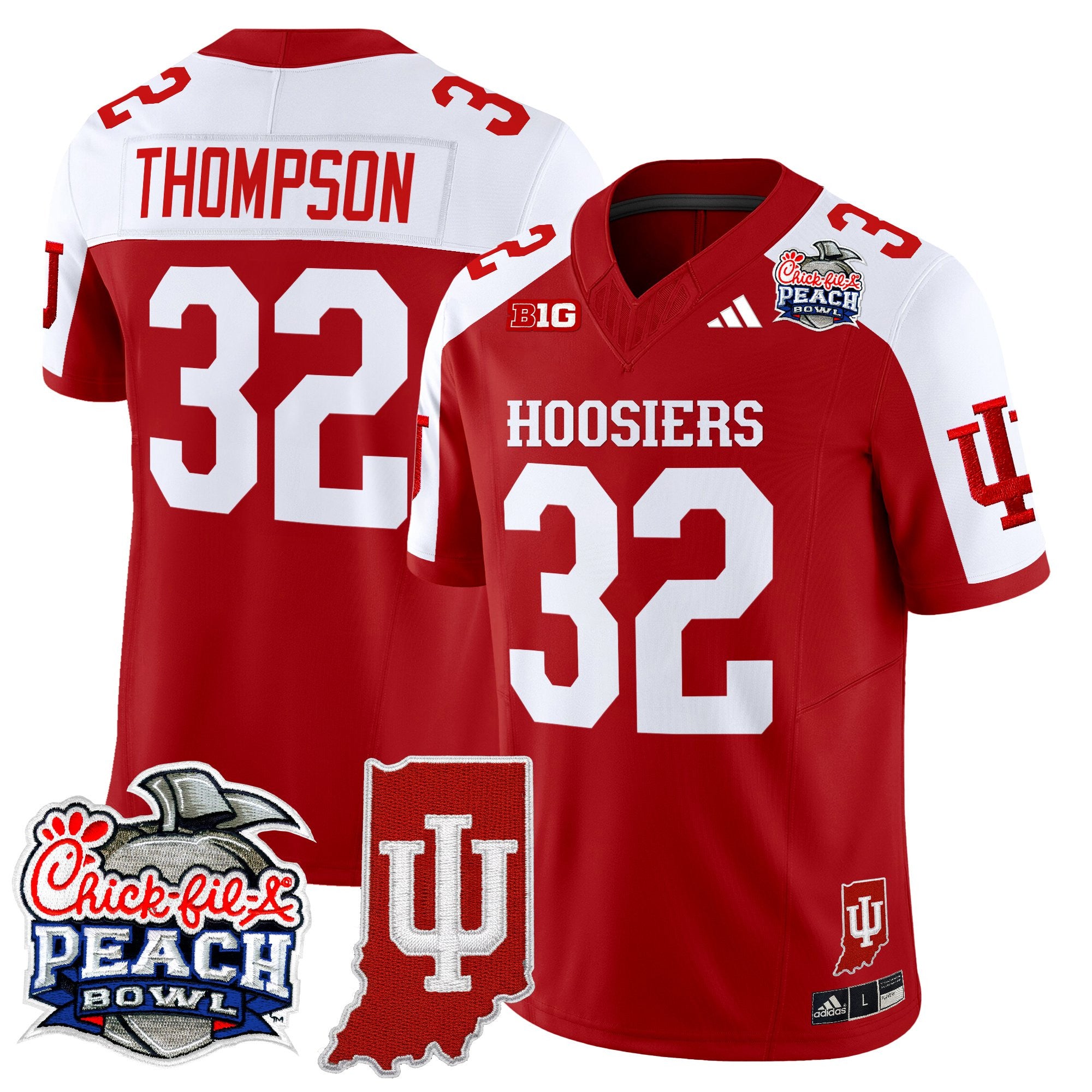 Men's Indiana Hoosiers 2026 Peach Bowl & Indiana State Patch Vapor Limited Jersey - All Stitched
