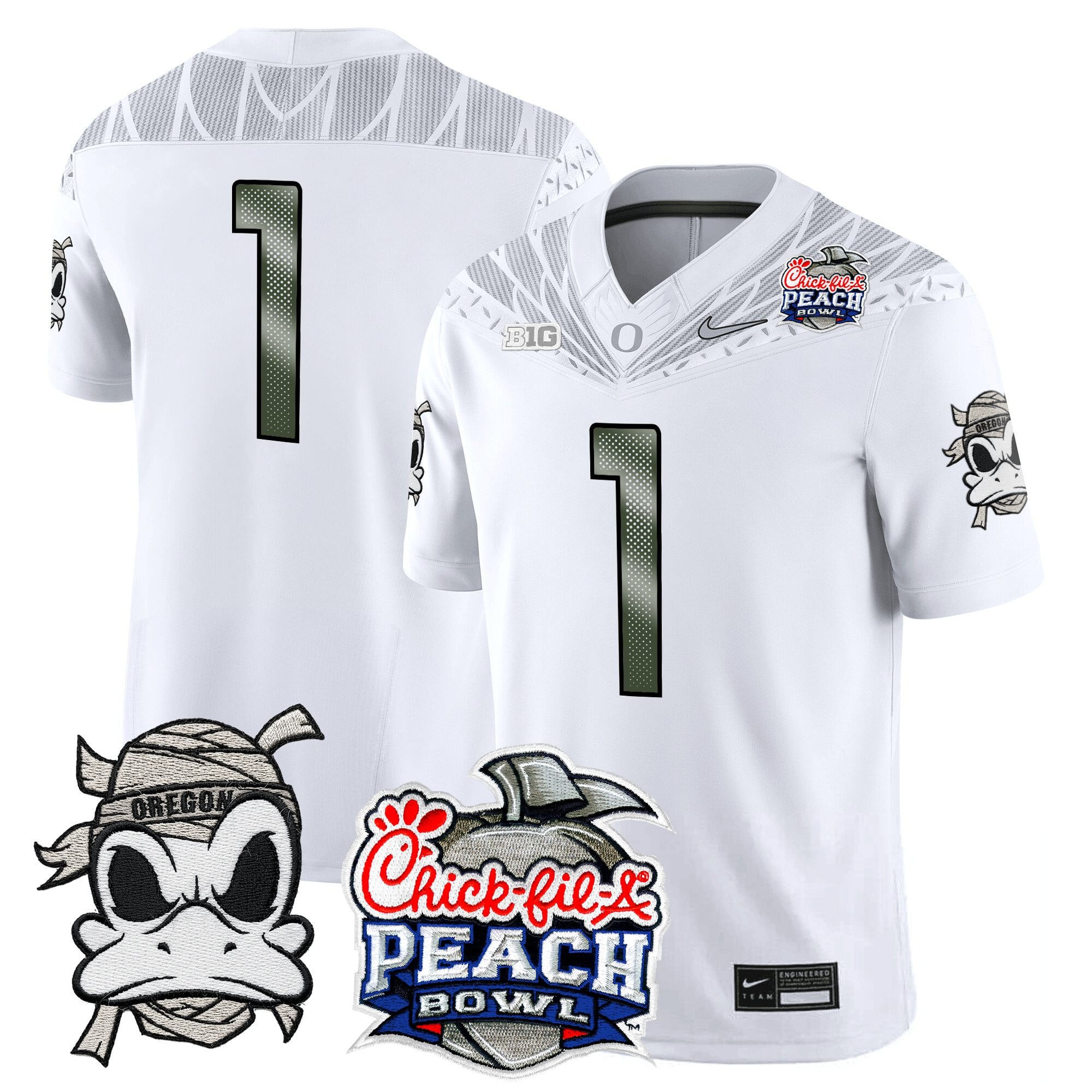 Men's Oregon Ducks "Mummy Duck" Vapor Limited Jersey - 2026 Peach Bowl Patch - All Stitched