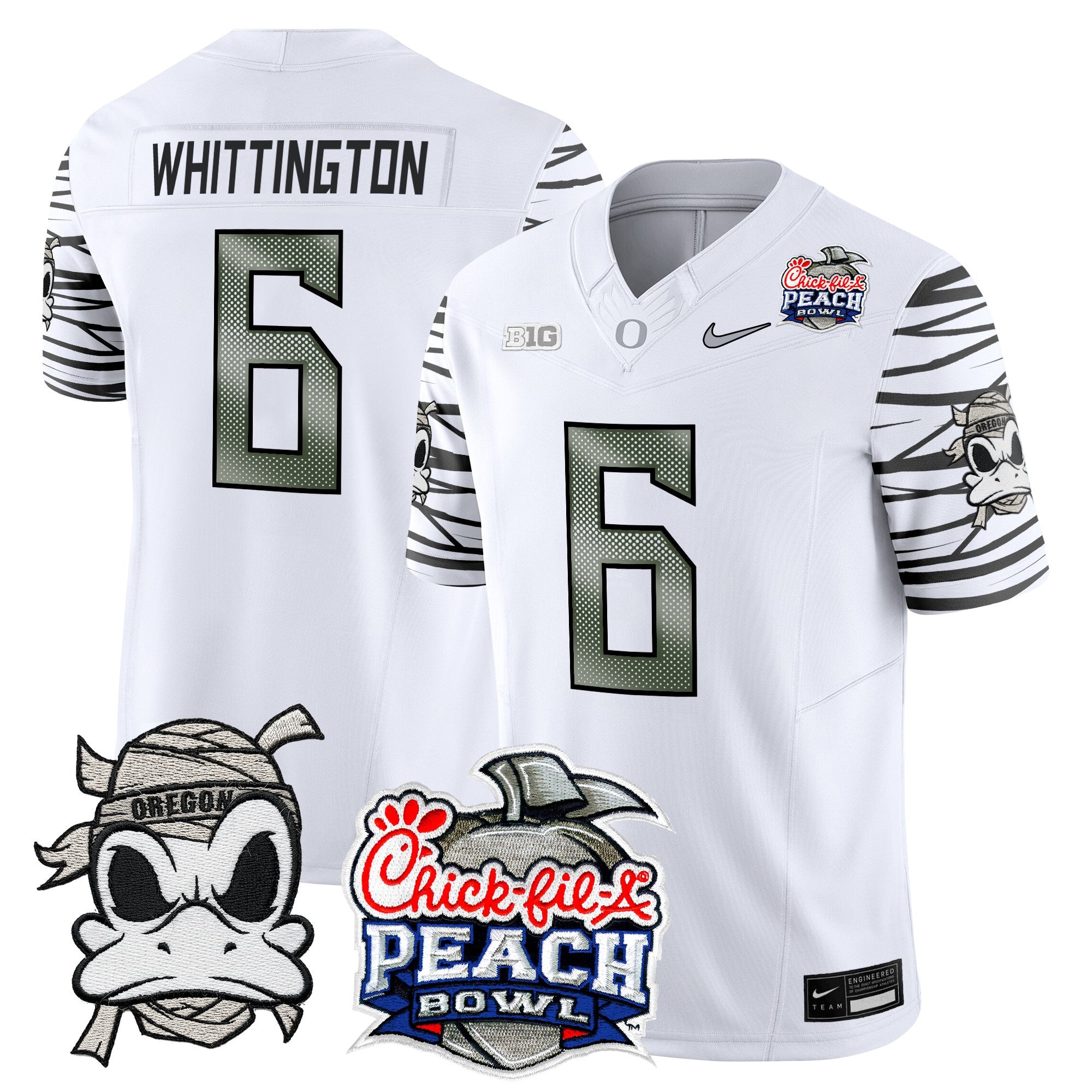Men's Oregon Ducks "Mummy Duck" Vapor Limited Jersey - 2026 Peach Bowl Patch - All Stitched