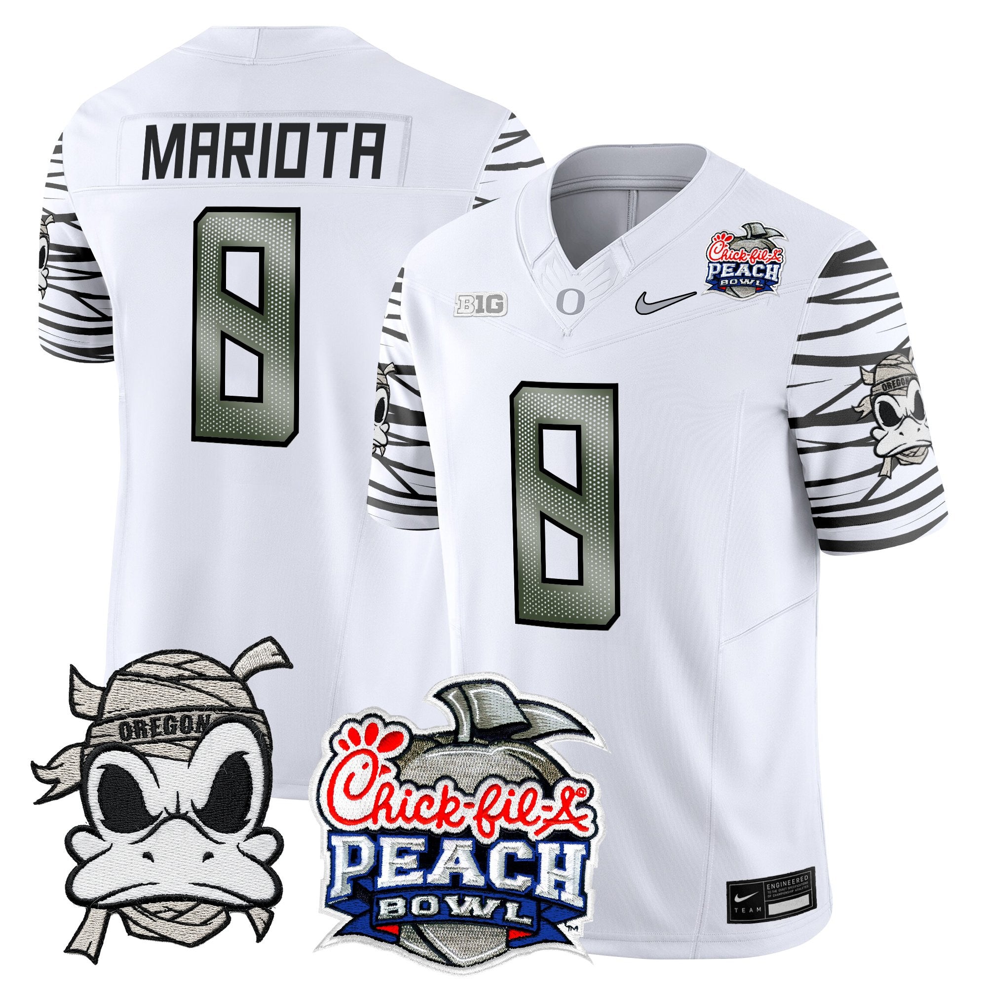 Men's Oregon Ducks "Mummy Duck" Vapor Limited Jersey - 2026 Peach Bowl Patch - All Stitched