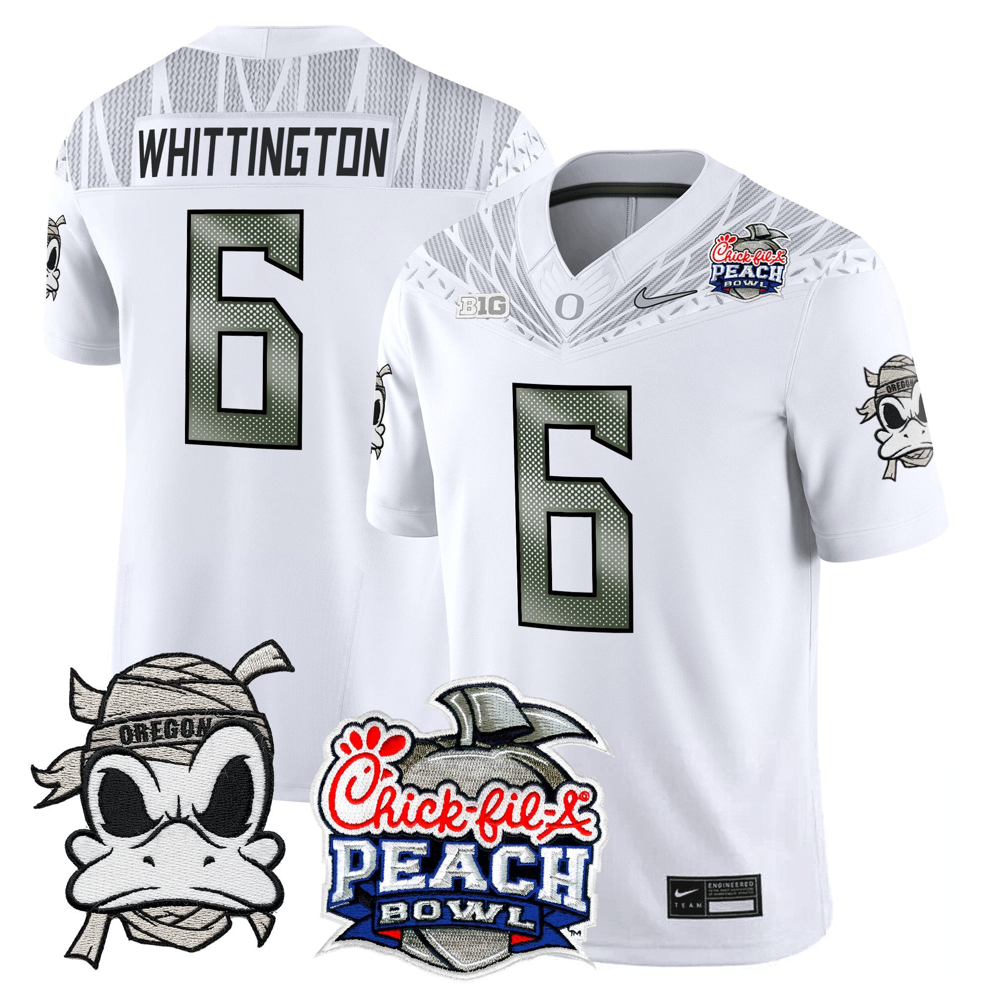 Men's Oregon Ducks "Mummy Duck" Vapor Limited Jersey - 2026 Peach Bowl Patch - All Stitched