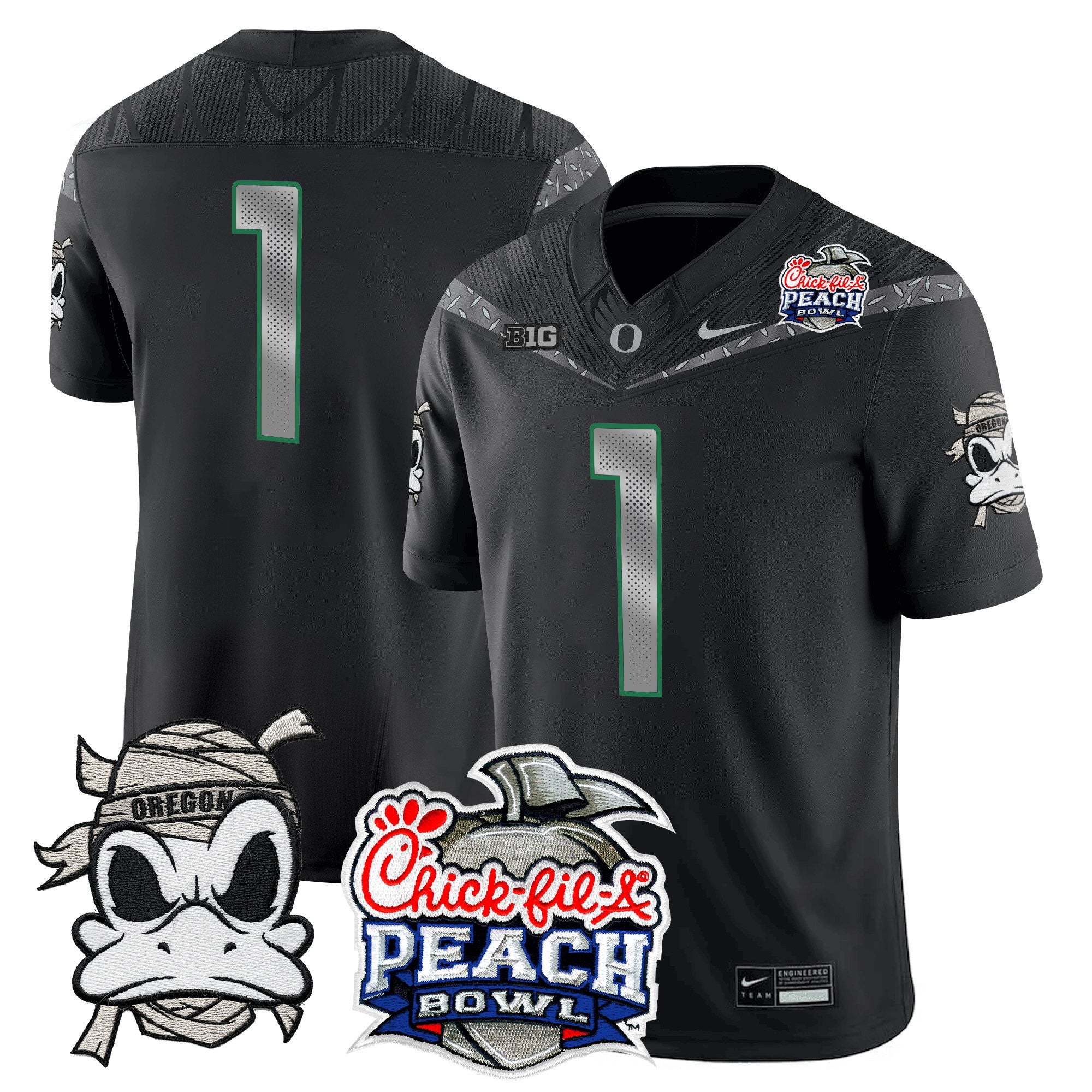 Men's Oregon Ducks "Mummy Duck" Vapor Limited Jersey - 2026 Peach Bowl Patch - All Stitched