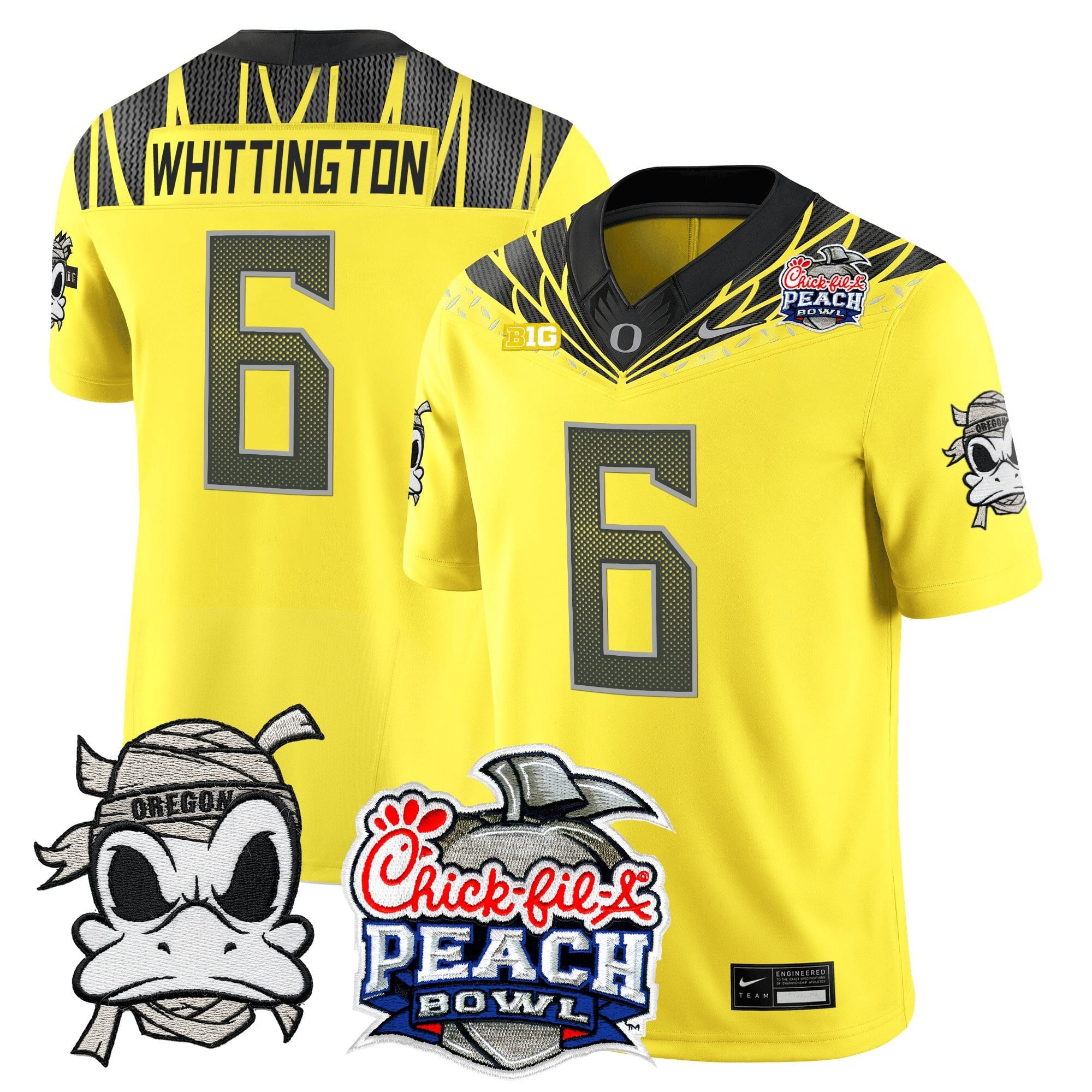 Men's Oregon Ducks "Mummy Duck" Vapor Limited Jersey - 2026 Peach Bowl Patch - All Stitched