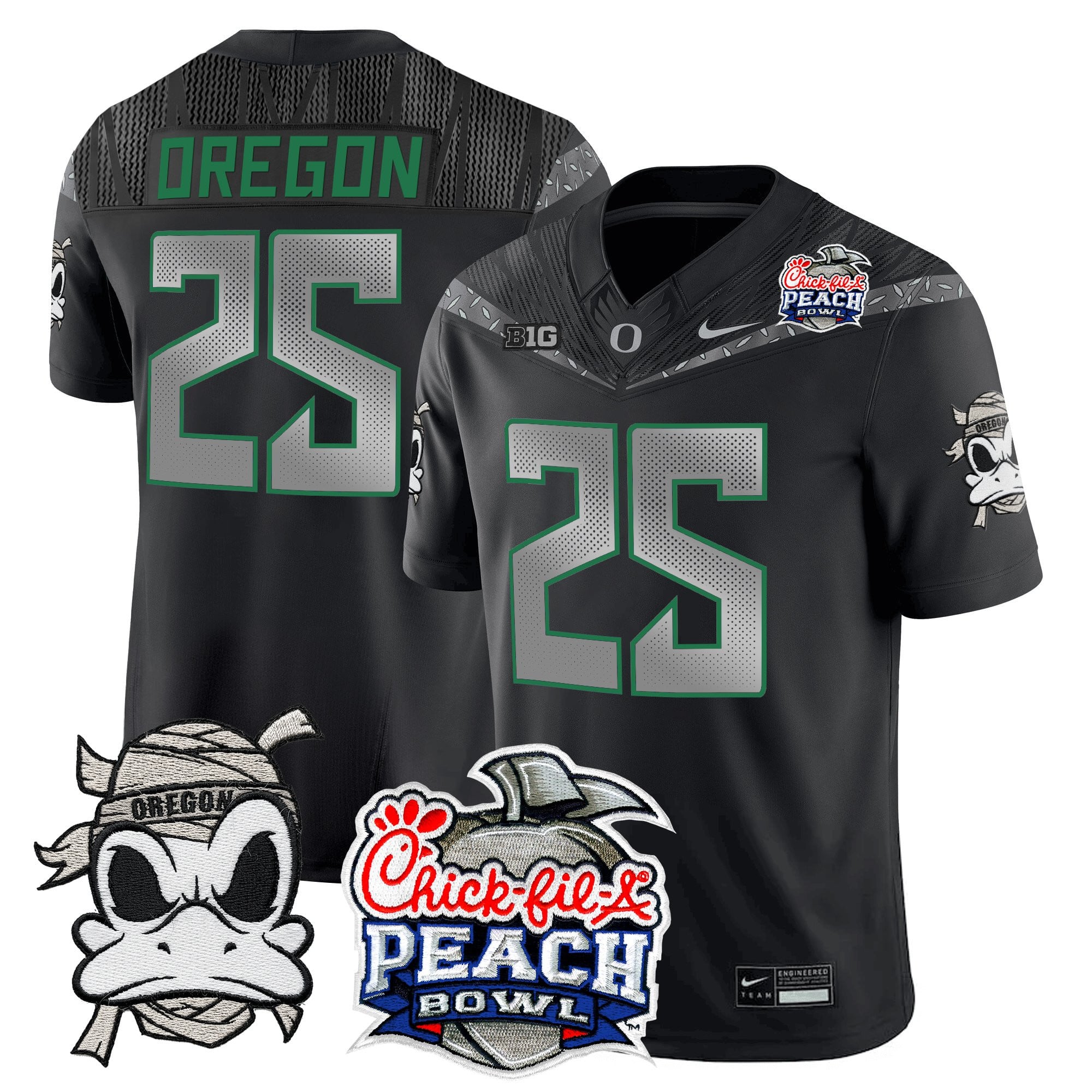 Men's Oregon Ducks "Mummy Duck" Vapor Limited Jersey - 2026 Peach Bowl Patch - All Stitched
